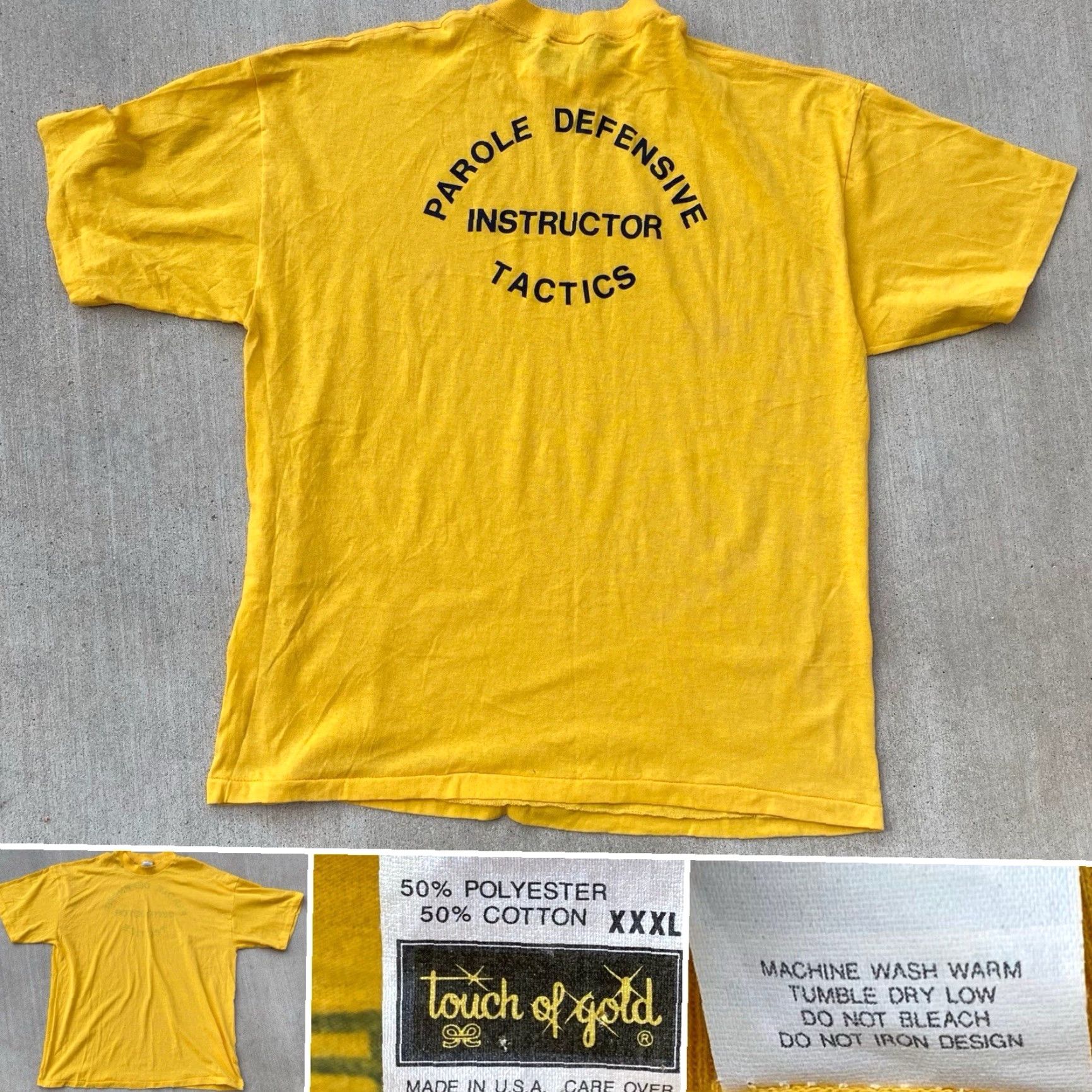 Vintage VINTAGE Parole Defensive Tactics Instructor T Shirt Short Sleeve Size XXXL 3XL Yellow Touch Of Gold Mens Shirt 1980s Graphic Print Size US XXL / EU 58 / 5 - 2 Thumbnail
