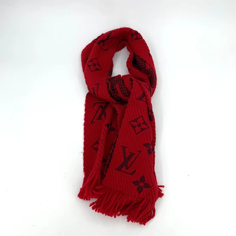 Louis Vuitton Louis Vuitton Red logo jacquard printed wool tassel scarf Size ONE SIZE - 8 Thumbnail