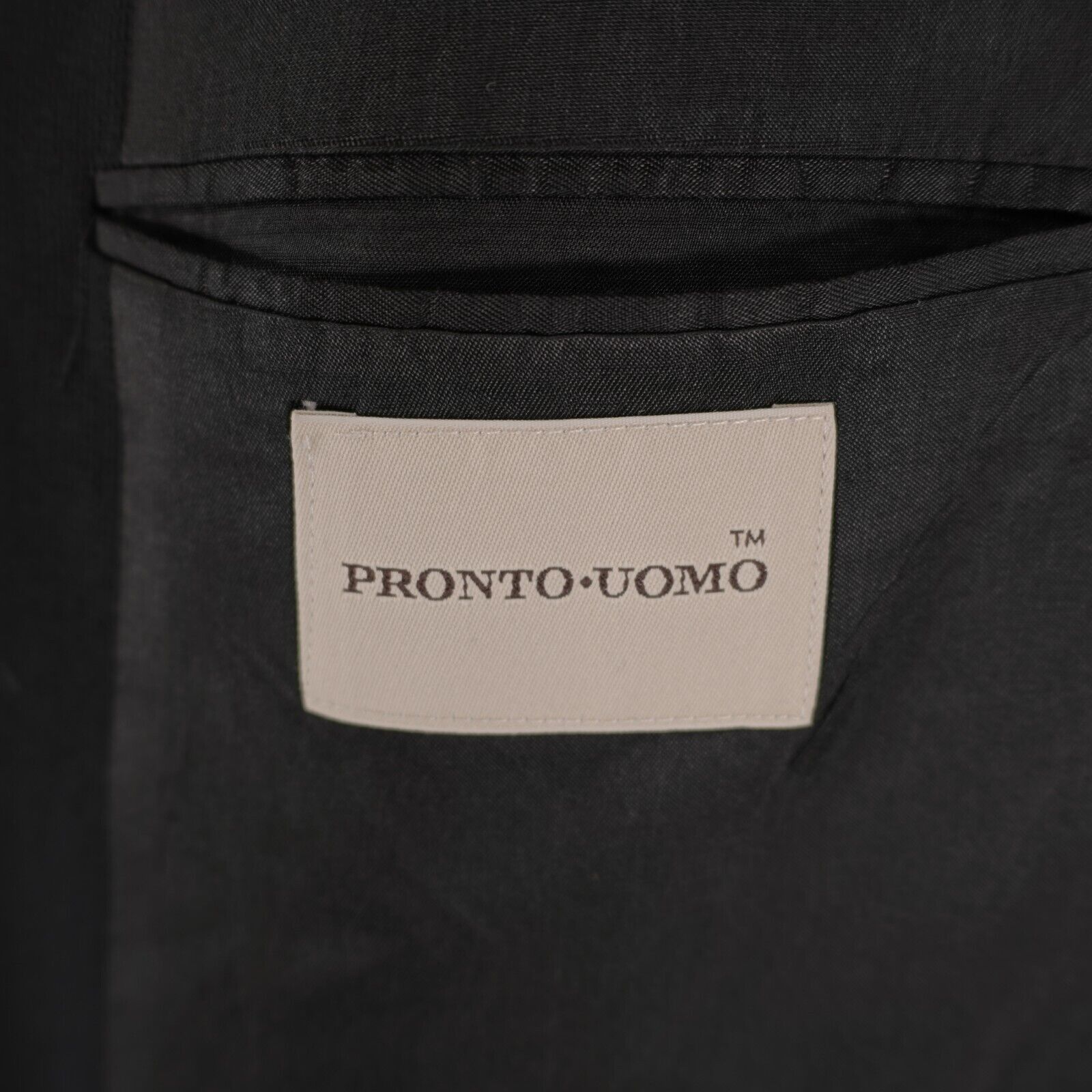 Pronto Uomo Pronto Uomo Thick Textured Worsted Wool Black 3 Gold Button Size 48L - 9 Thumbnail