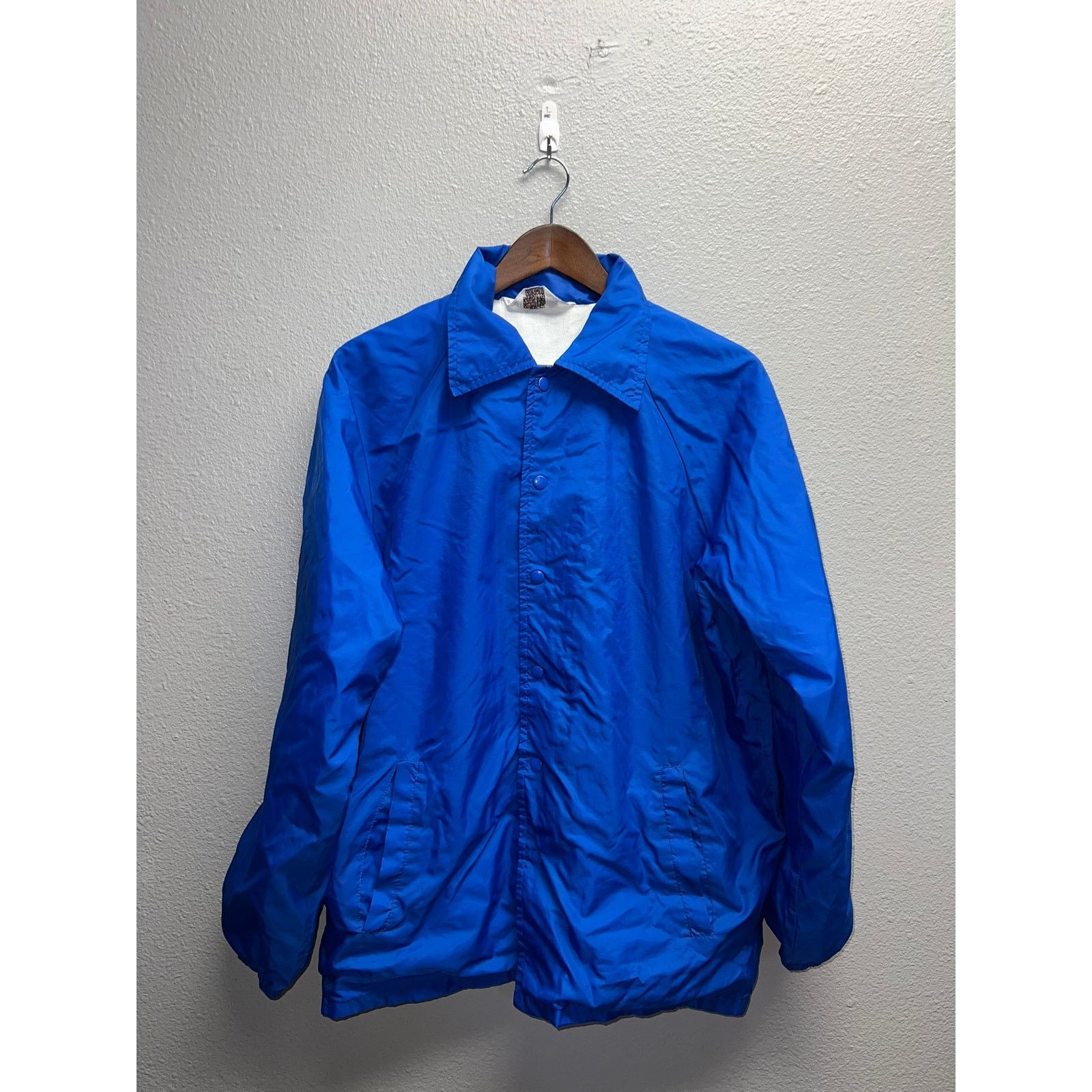 Vintage Vintage Montgomery Ward Jacket Blue Blank Button Down Nylon Size US L / EU 52-54 / 3 - 1 Thumbnail