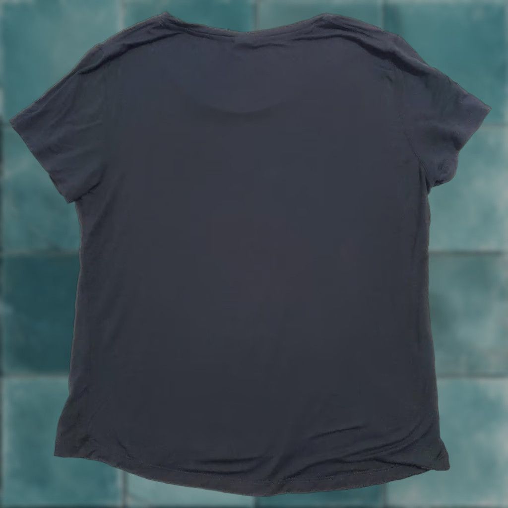 Vintage Rip Skirt T-Shirt Women L Black Modal Spandex Casual Basic Capsule Everyday Top Short Sleeve Pullover Knit Shirt Size L / US 10 / IT 46 - 1 Thumbnail