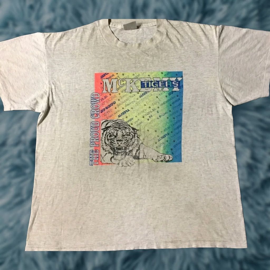 Vintage VINTAGE McKEMY Tigers Shirt XL Gray 90s 80s Distressed Short Sleeve College University Athletics Grunge Retro Sports USA Mens Size US XL / EU 56 / 4 - 1 Thumbnail