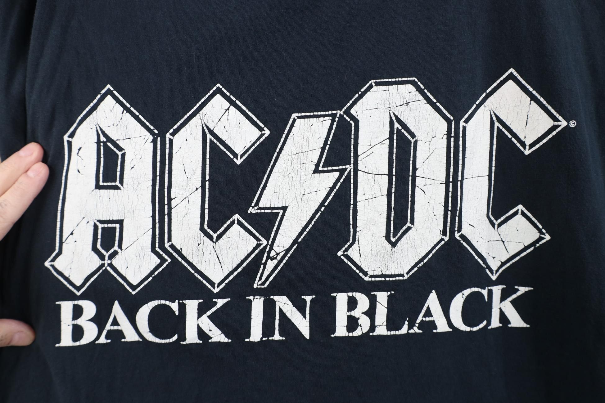 Vintage Retro Y2K Spell Back In Black ACDC Band Short Sleeve T-Shirt Size US XXL / EU 58 / 5 - 4 Thumbnail