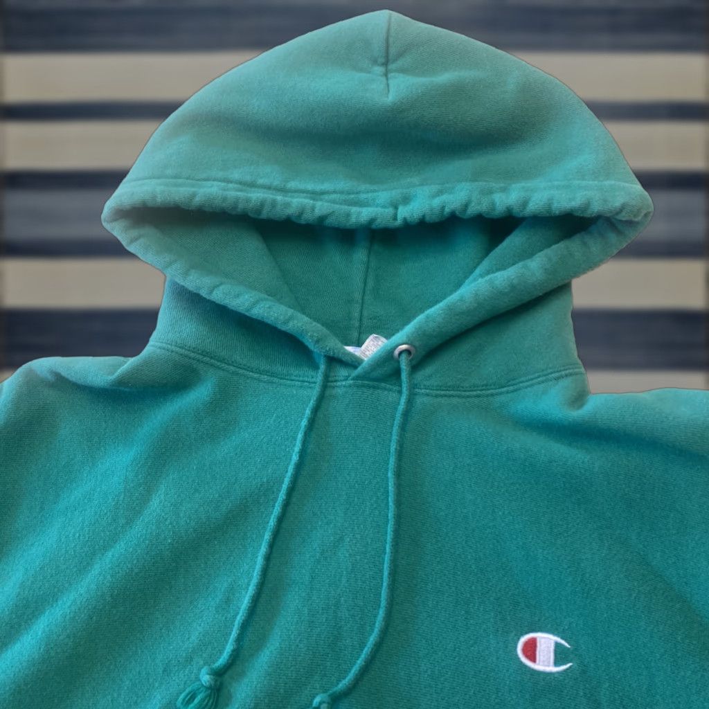 Champion Men’s Green Reverse Weave Casual Pullover Hoodie Sweatshirt Sz Medium