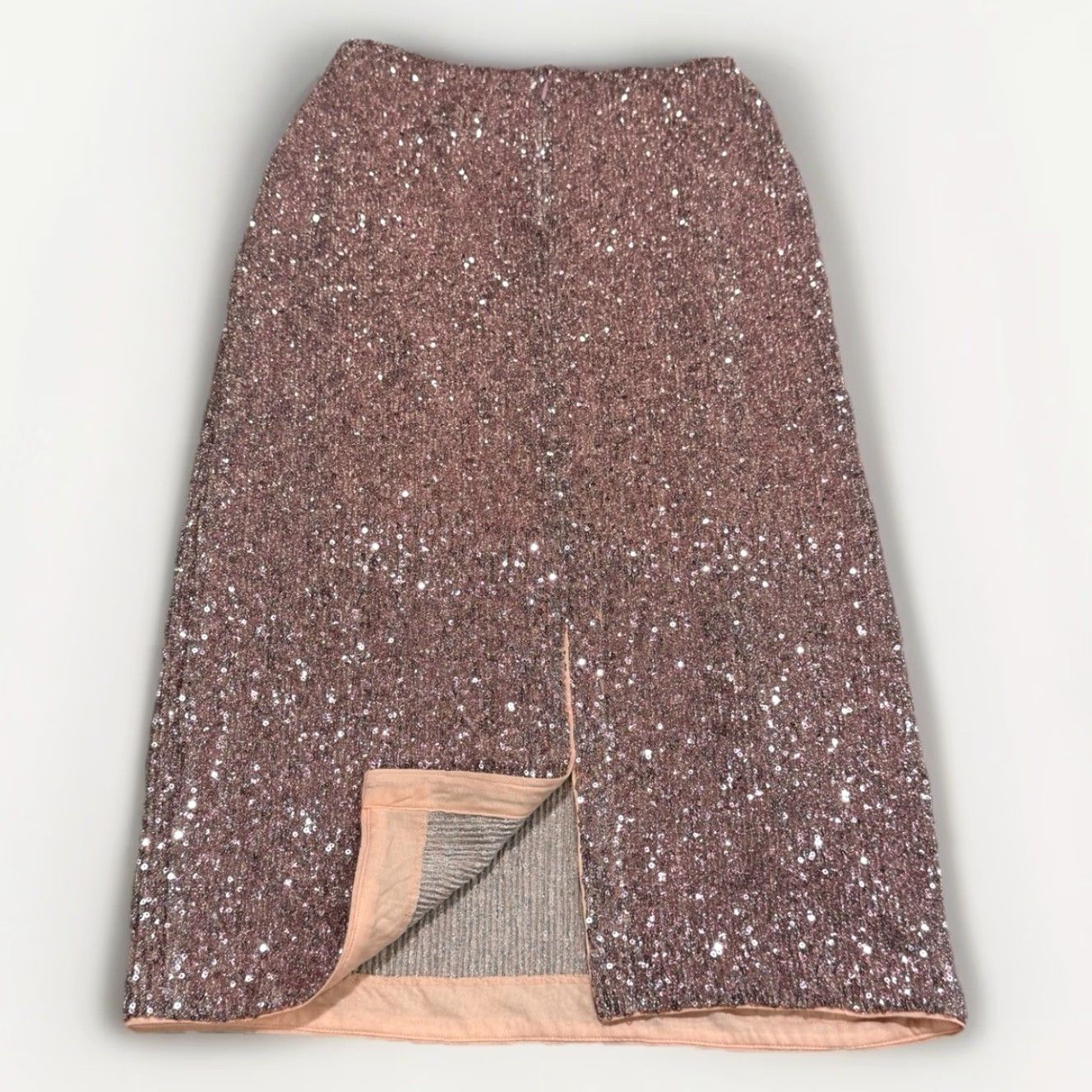 Vineyard Vines VINEYARD VINES Rose Gold Shimmer Stretch Sequin Midi Pencil Skirt XS Womens NWT Skirt Sequin Hidden Side Zipper Midi Rose Gold Formal 228 Size 26" / US 2 / IT 38 - 7 Thumbnail