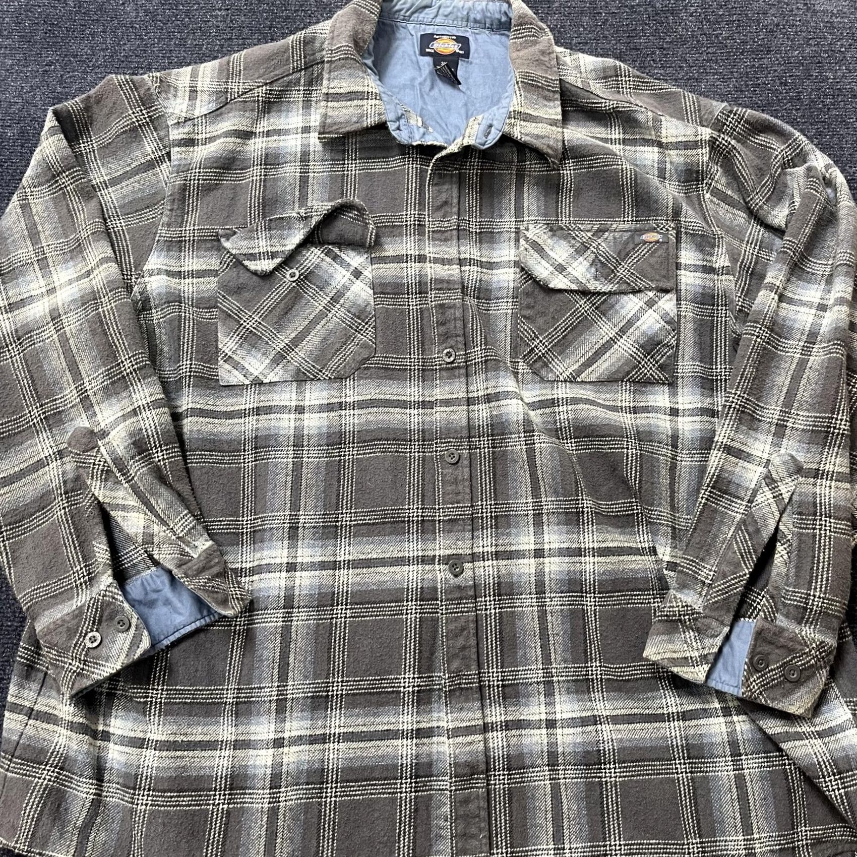 Dickies Dickies Flannel Shirt Mens 3XL Gray Plaid Button Front Lined Casual Workwear Shirt Size US XXL / EU 58 / 5 - 2 Thumbnail