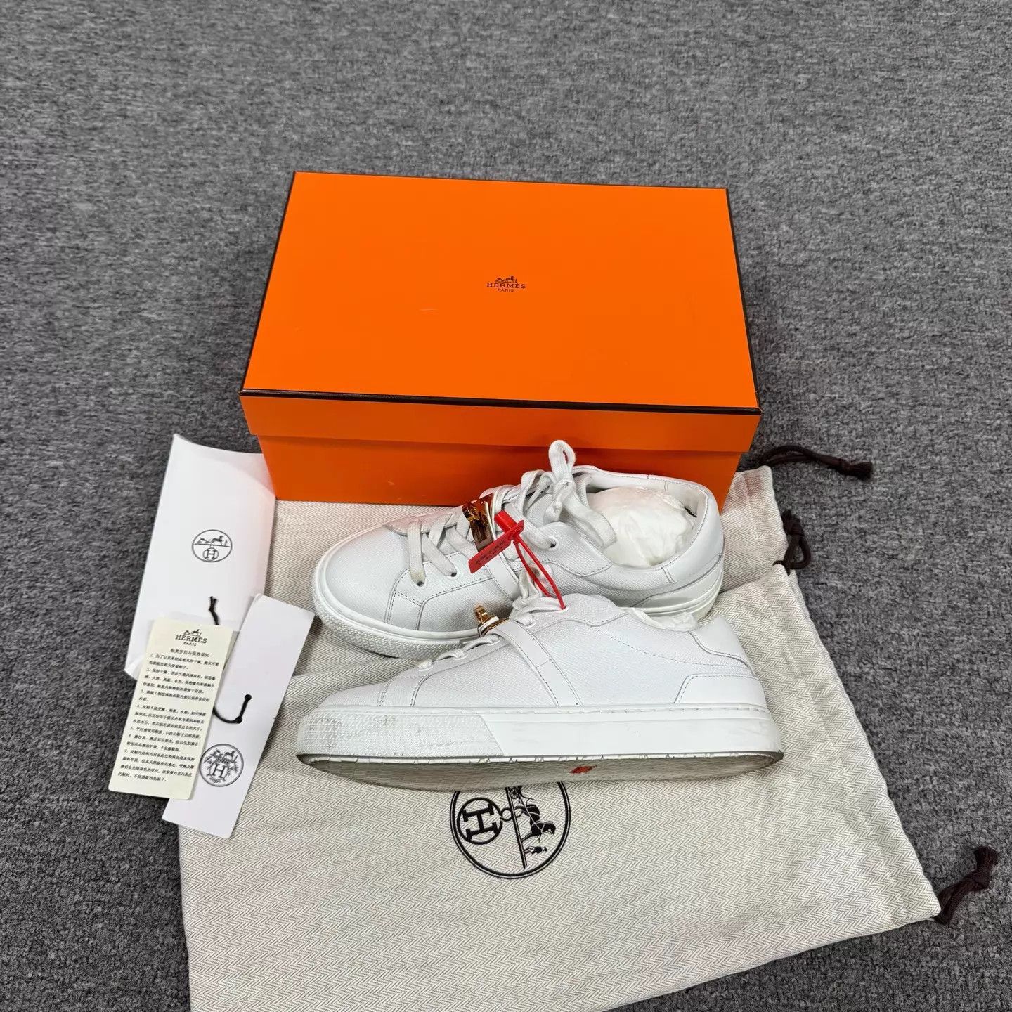 Hermes Hermes Kelly Metallic Buckle White Platform Sneaker 37 Size US 6.5 / IT 36.5 - 3 Thumbnail