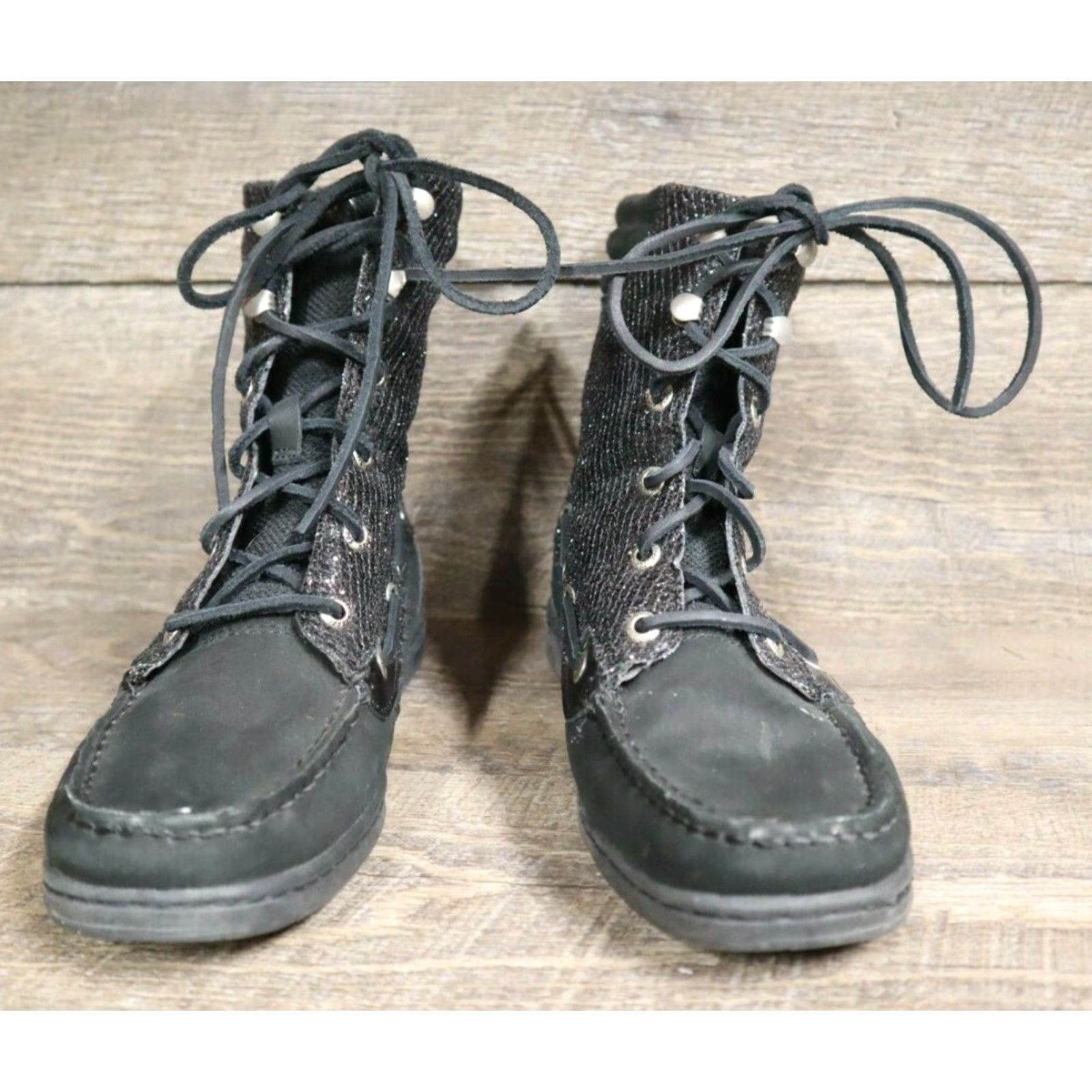 Sperry Sperry Top-Sider Womens Size 7M Black Sparkly Faux Fur Lined Boots 9173683 Size US 7 / IT 37 - 3 Thumbnail