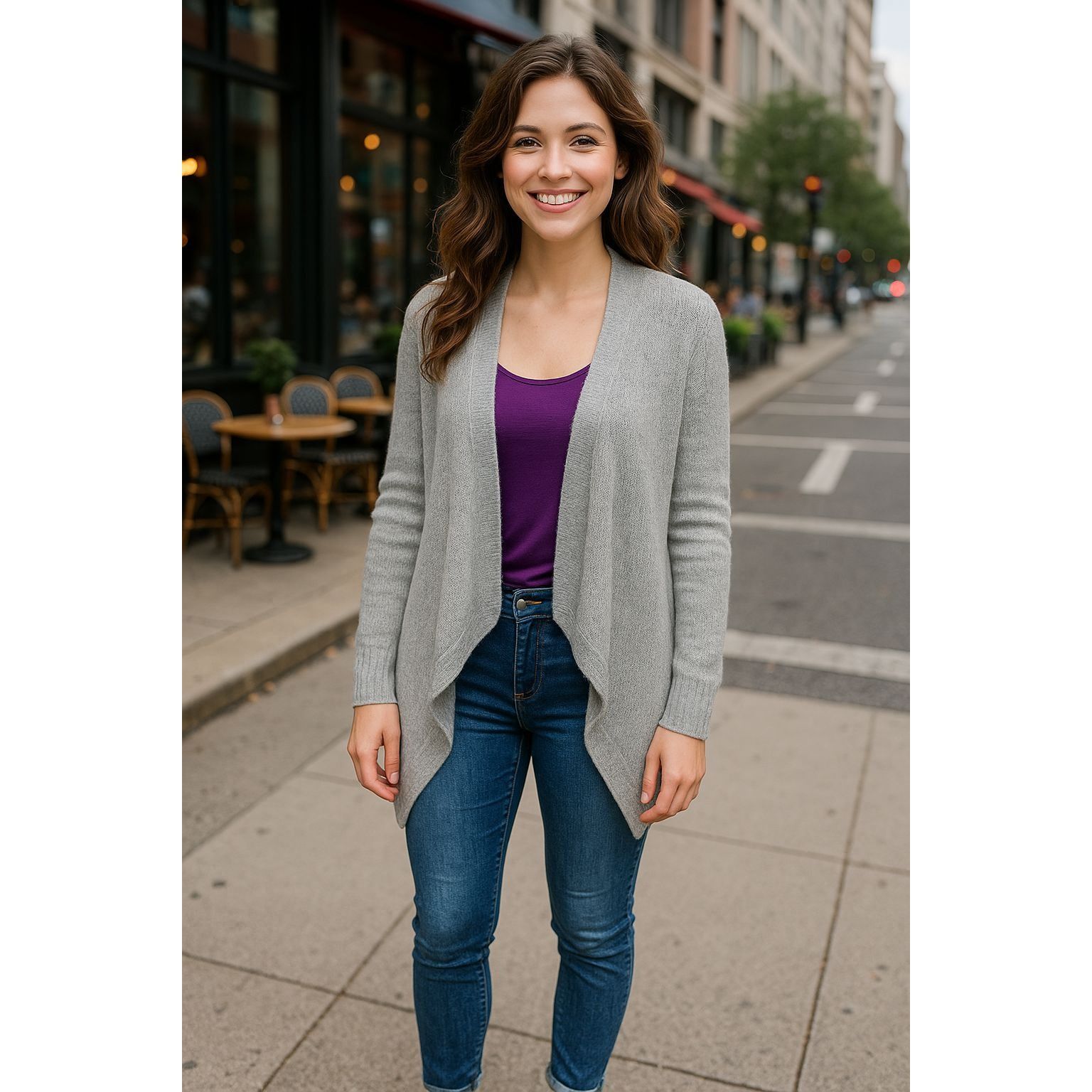 Abercrombie & Fitch Abercrombie Kids Size 15 Gray Girl Draped Waterfall Cardigan Size L / US 10 / IT 46 - 1 Thumbnail