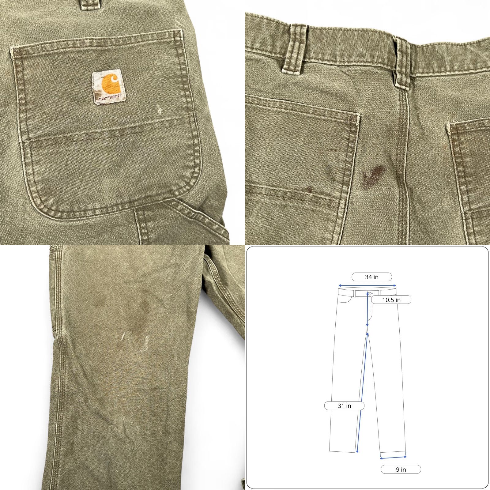 Carhartt Carhartt Pants Mens 34x31 Relaxed Carpenter Workwear Utility Flex Green Brown Canvas Straight 34x31 Mens Size US 34 / EU 50 - 8 Thumbnail