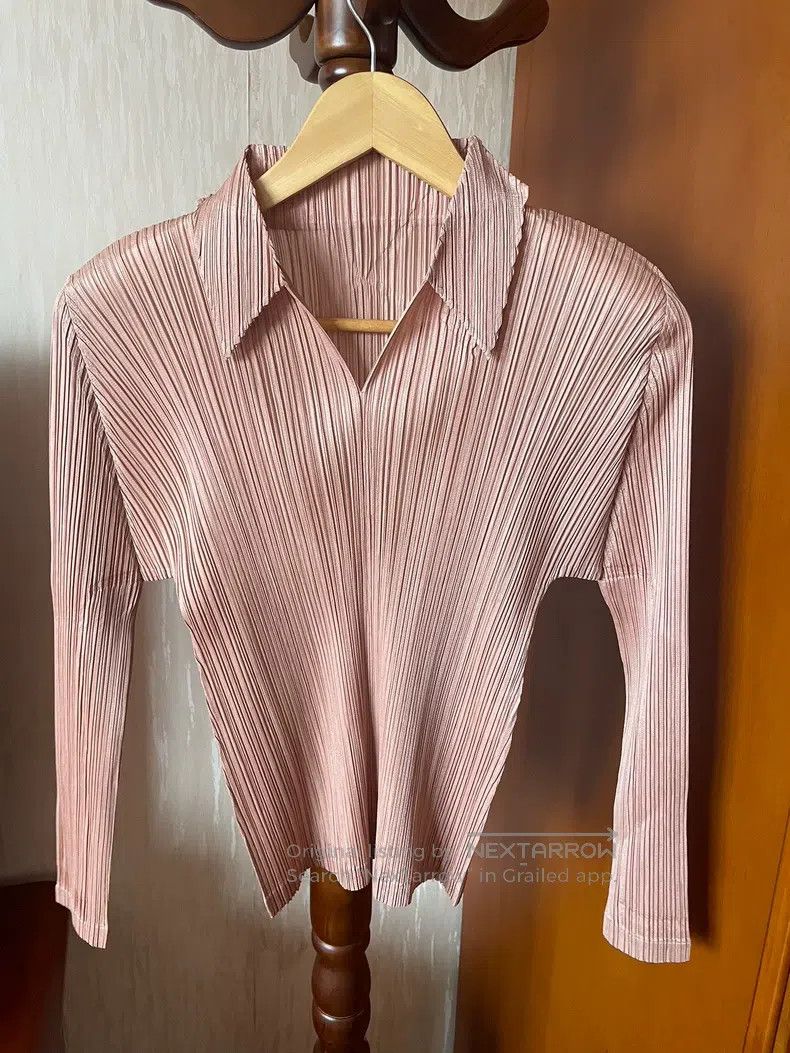 Issey Miyake Issey Miyake Brown Pleated Long Sleeve Size L / US 10 / IT 46 - 2 Thumbnail