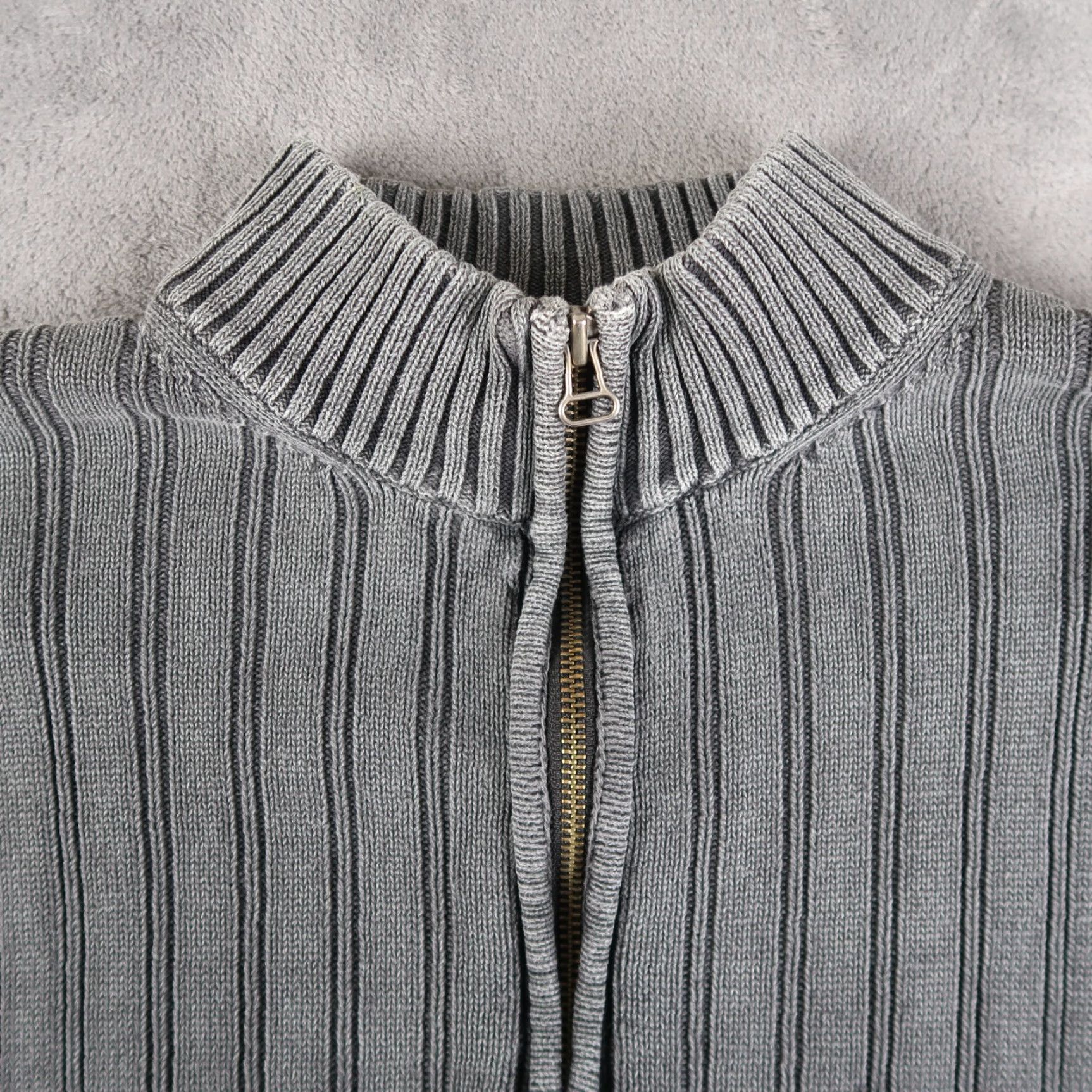 Vintage Hathaway Sweater Mens Large Gray 1/4 Zip Mock Neck Ribbed Cotton Pullover Thick Casual Classic Pullover Mens Regular L Gray Zipper Knit Ribbed Cotton Size US L / EU 52-54 / 3 - 4 Thumbnail