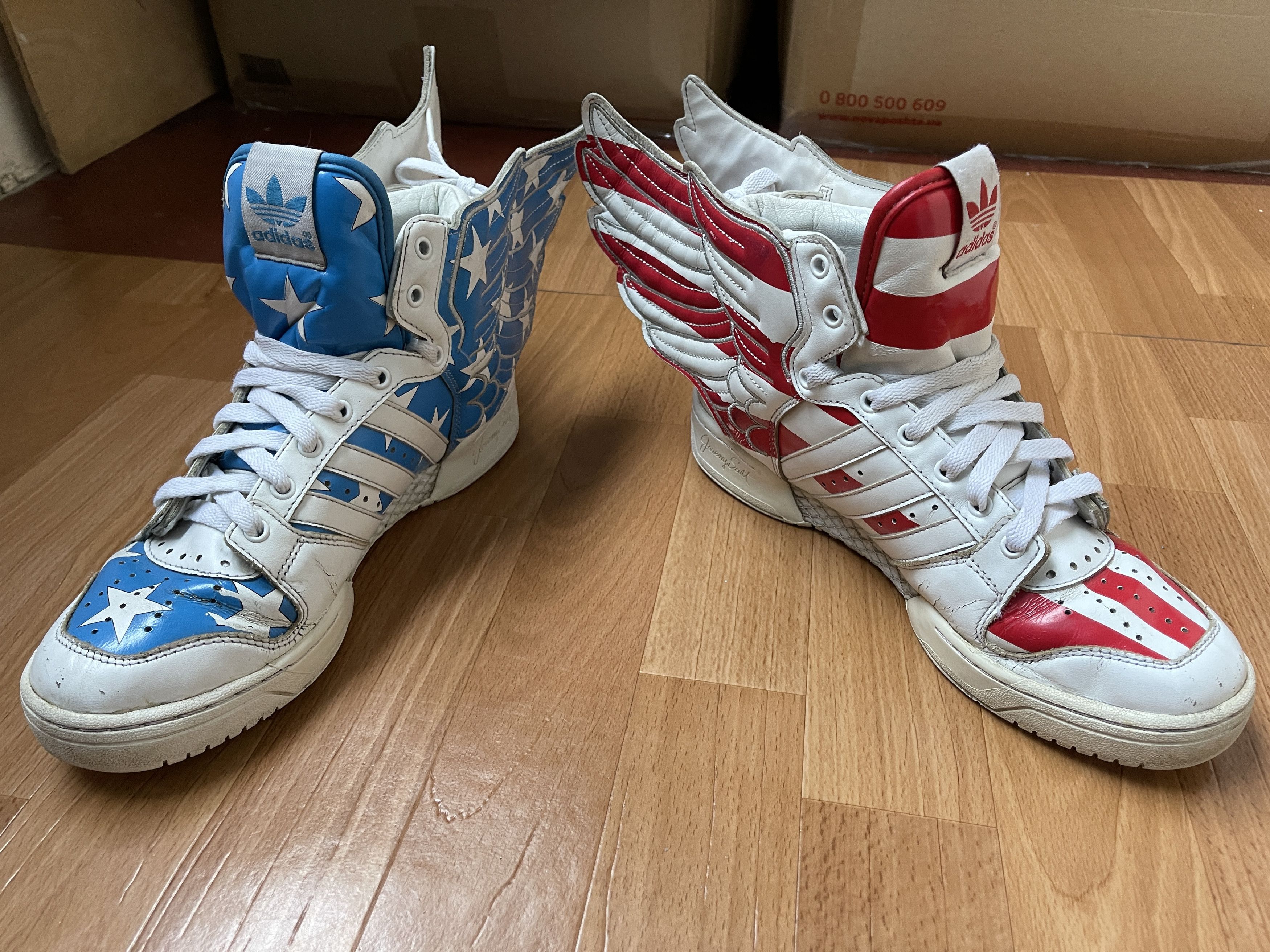 Adidas × Jeremy Scott Adidas Jeremy Scott Wings 2.0 FLAG Stars and Stripes V24619 Size US 7.5 / EU 40-41 - 6 Thumbnail