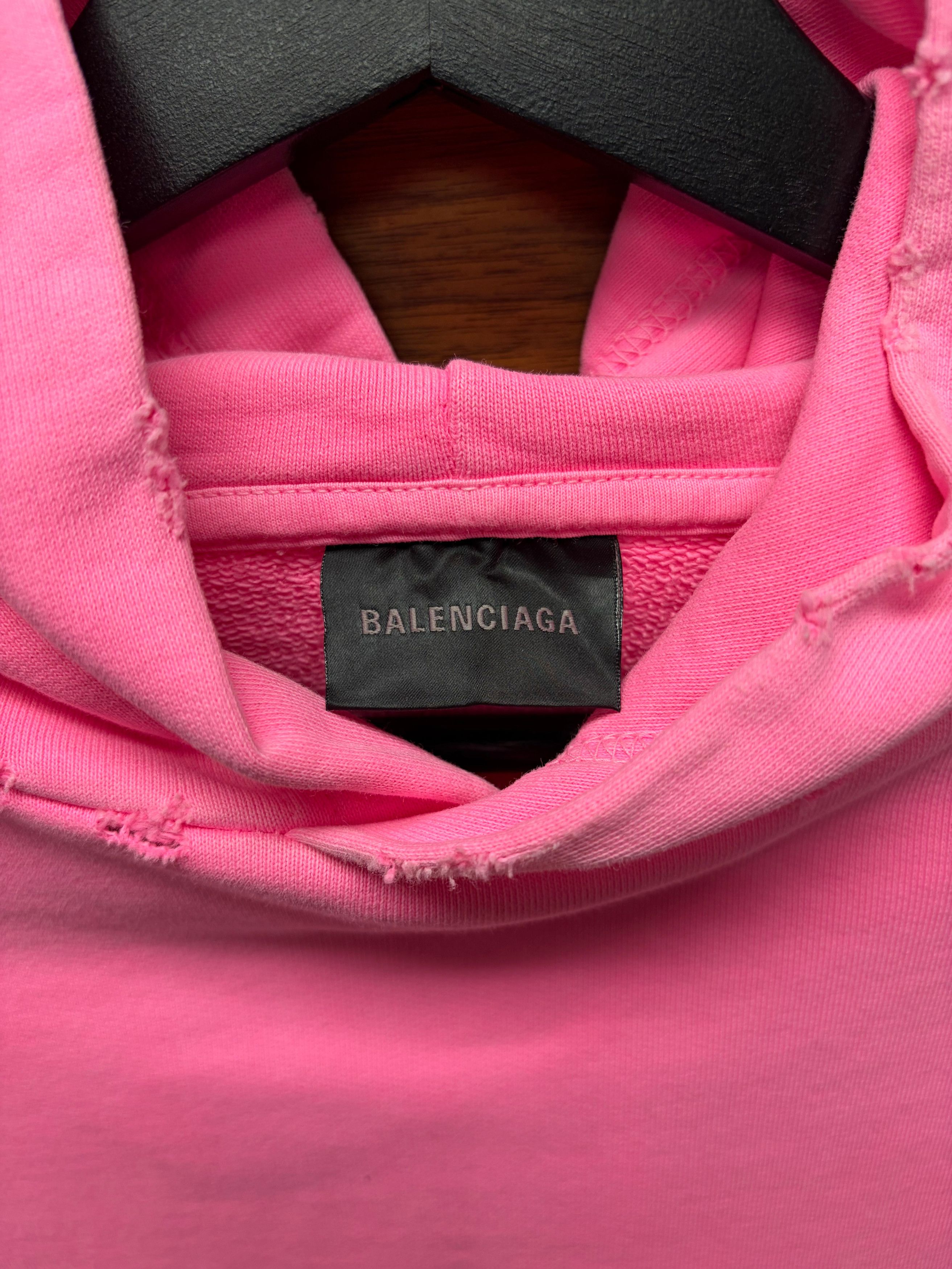 Balenciaga 2022 Balenciaga Minimal Logo Pink/Black Hoodie Size US M / EU 48-50 / 2 - 3 Thumbnail