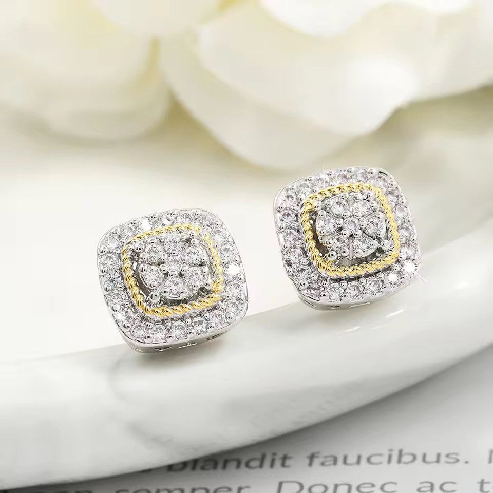 Jewelry Studs earrings cubic zirconia crystals Size ONE SIZE - 4 Thumbnail