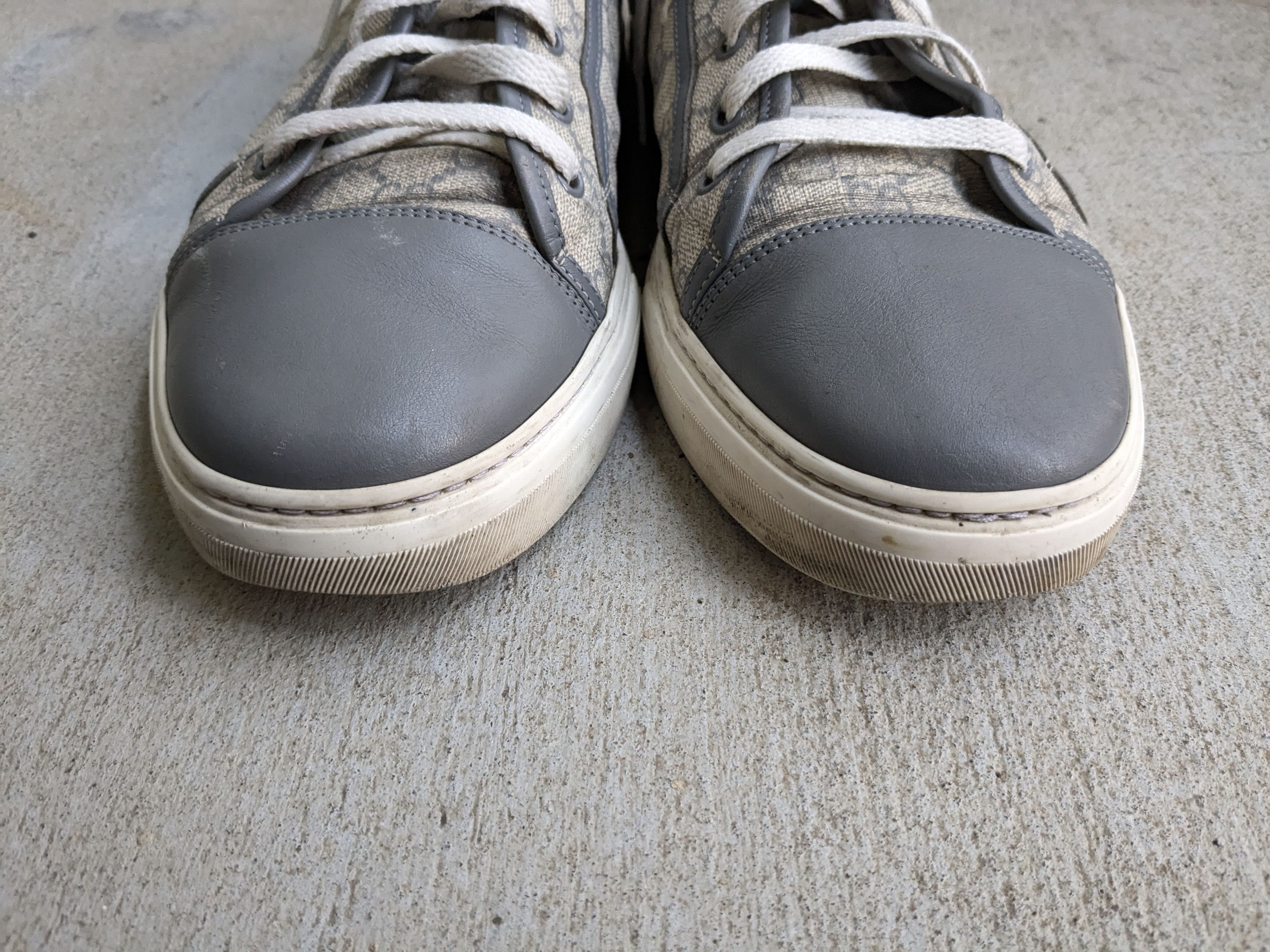 Gucci Gucci Monogram Sneakers 12.5 Canvas Gray White High Size US 12.5 / EU 45-46 - 2 Thumbnail