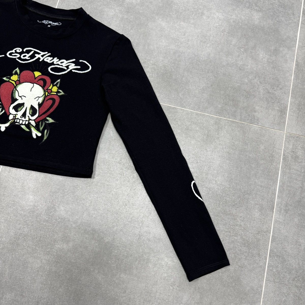 Ed Hardy Ed Hardy by Christian Audigier Tattoo Skull Crop Top Shirt Size M / US 6-8 / IT 42-44 - 5 Thumbnail