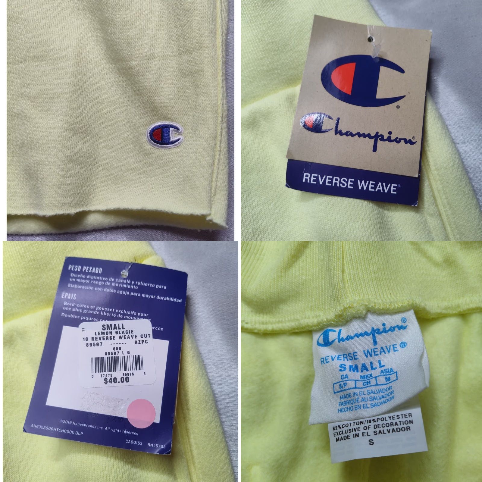 Champion CHAMPION Sweat Shorts Men S Lemon Glacier 11" Inseam Reverse Weave Drawstring Pockets NEW Size US 29 - 8 Thumbnail