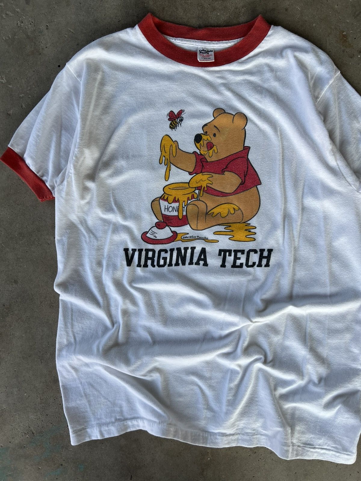 Disney Vintage 80’s Disney Winnie Pooh Virginia Tech Ringer T Shirt Size US L / EU 52-54 / 3 - 1 Thumbnail
