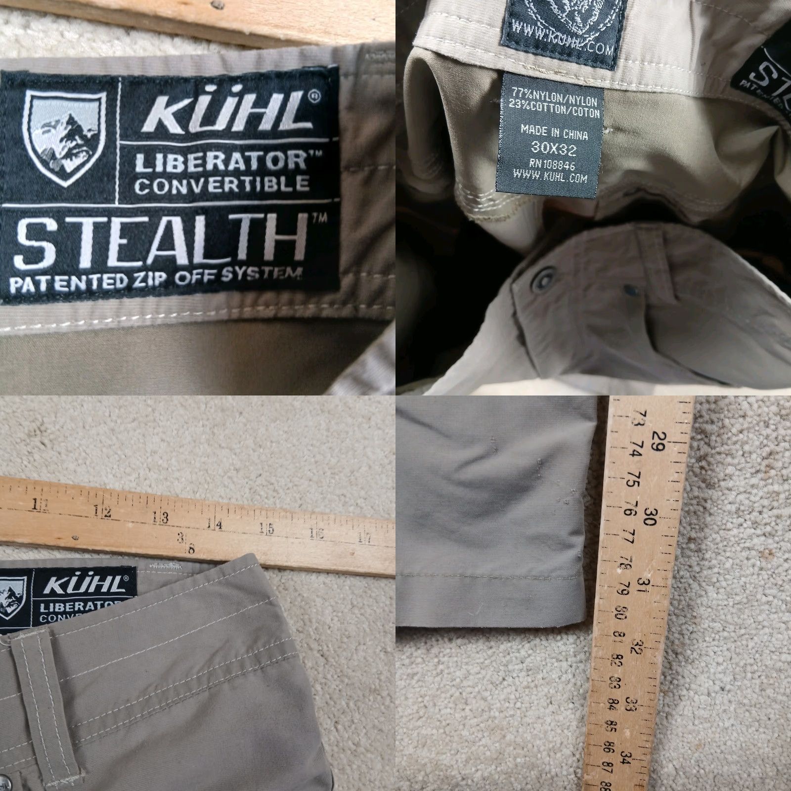 Vintage Kuhl Liberator Convertible Pants Men 30x32 Beige Cargo Pocket Logo Hiking Outdoors Ultra Stretch Regular Rise 30" Inseam 32" Size US 30 / EU 46 - 9 Thumbnail