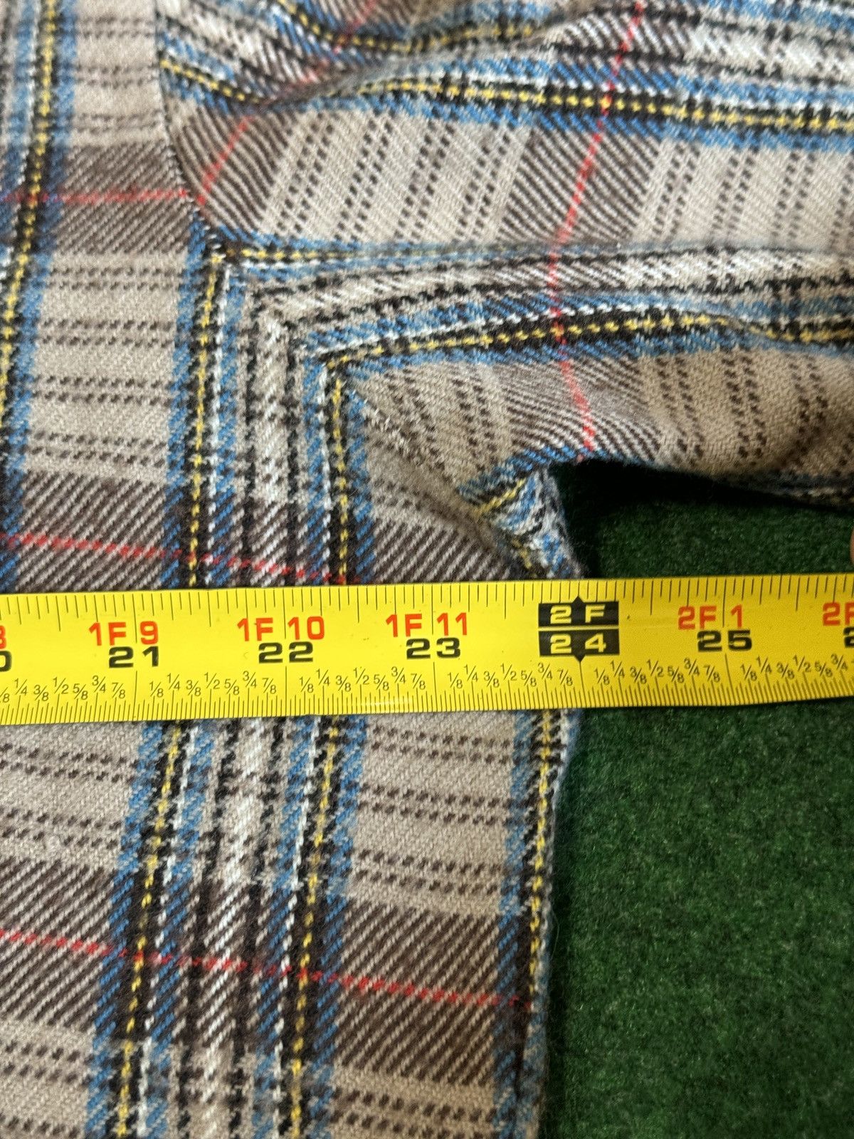Fruit Of The Loom × Vintage Vintage 70s 80s Fruit Of The Loom Beige Plaid Flannel Size US L / EU 52-54 / 3 - 6 Thumbnail