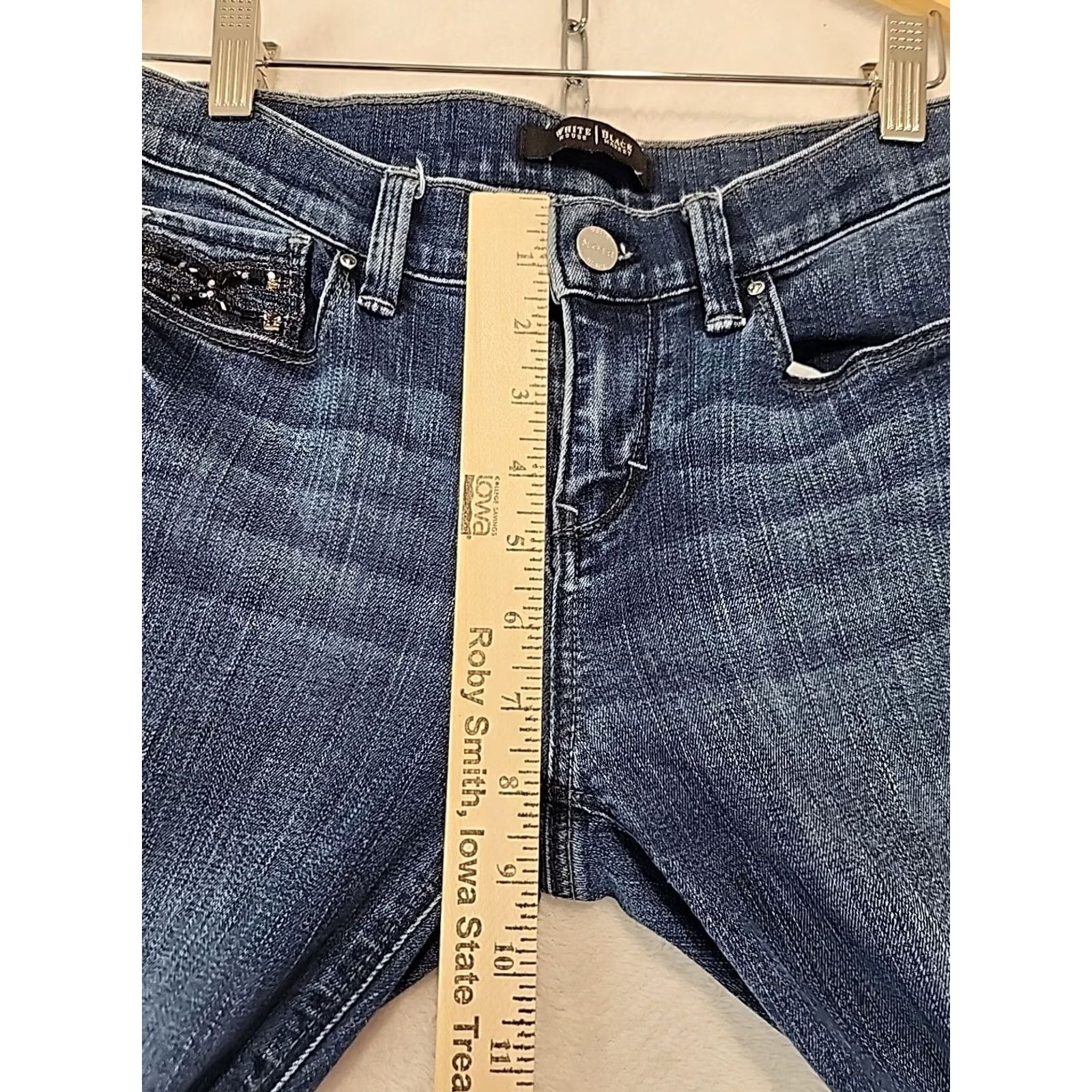 White House Black Market VINTAGE White House Black Market Jeans Womens 25 Noir Flare Leg Stretch Blue Denim Regular 5-Pocket Pattern Solid Medium Wash Size 42" / US 20 - 6 Thumbnail