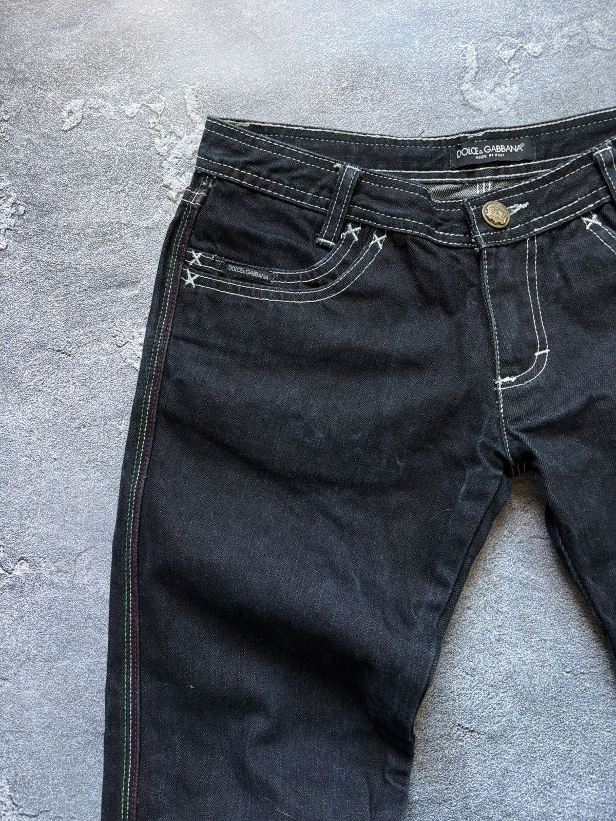 Dolce & Gabbana Vintage 00s Dolce&Gabbana Y2K DG Big Logo Embroidered Jeans Size 29" - 6 Thumbnail