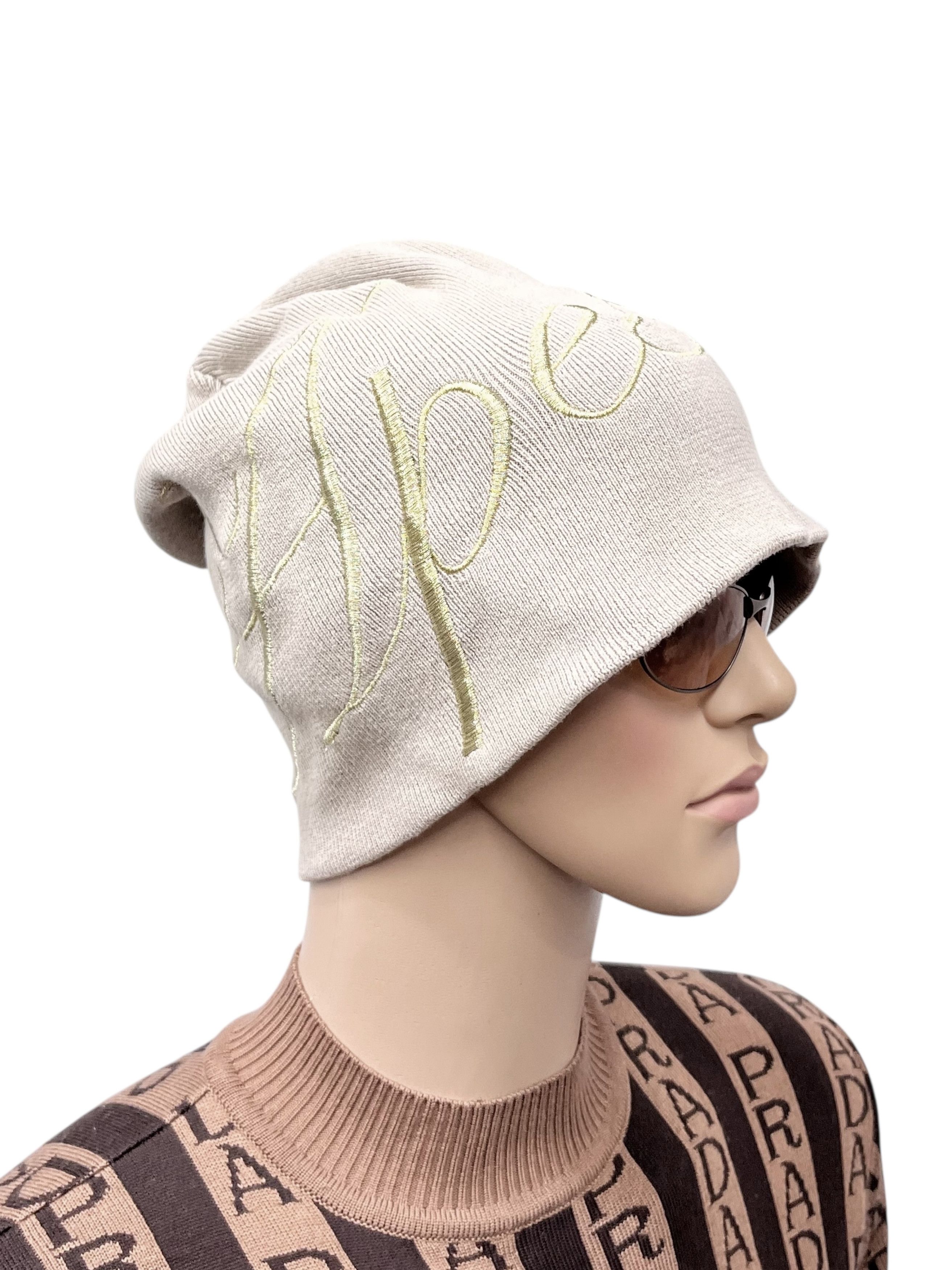 Designer APESTEIN Big Gold Embroidery Spell-out Large Beanie Size ONE SIZE - 1 Thumbnail