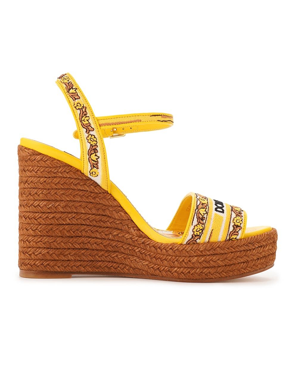 Dolce & Gabbana o1s22i1n1024 Maiolica Embroidered Wedge Sandals Multicolor Size US 6 / IT 36 - 1 Thumbnail