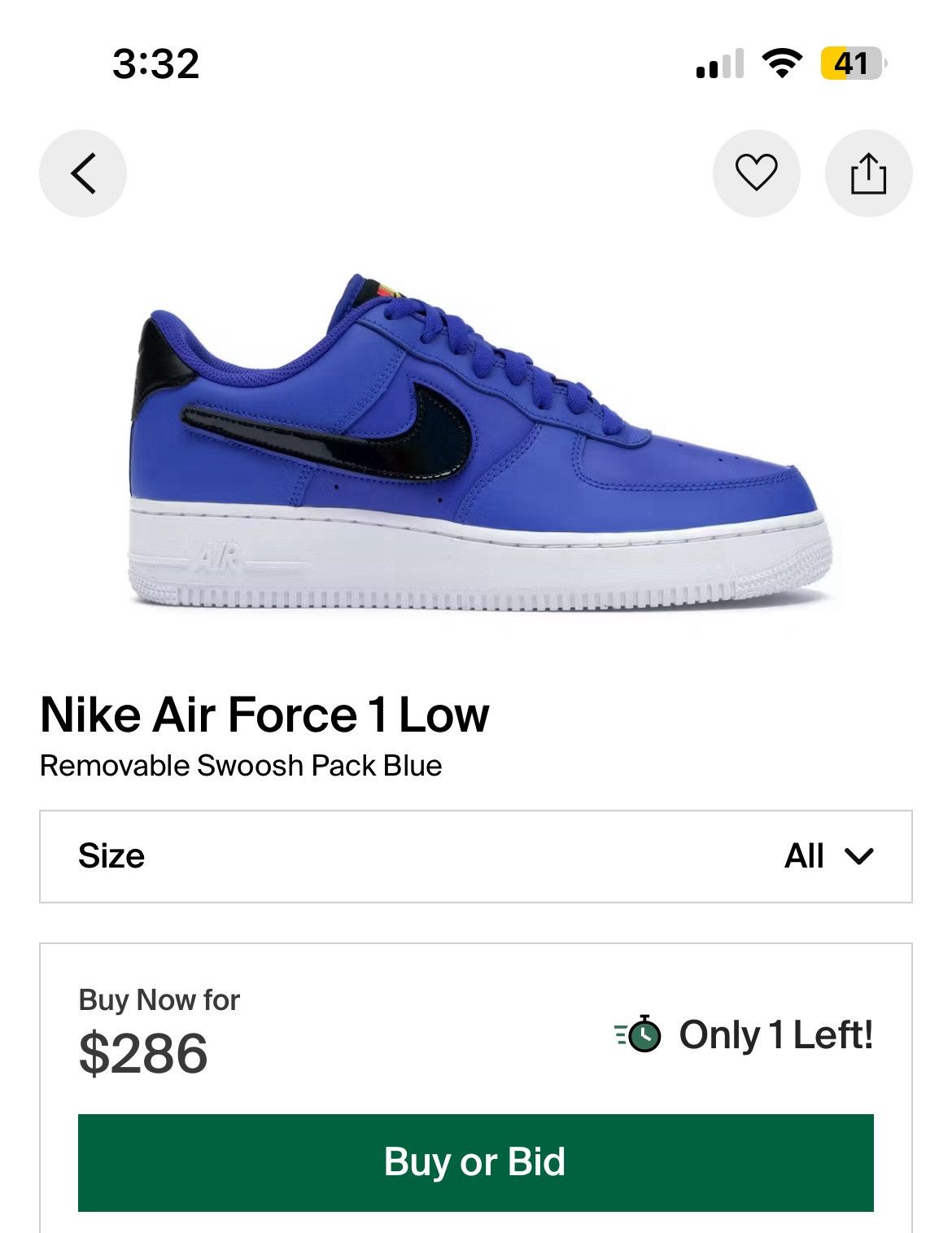 Nike Nike Air Force 1 low Racer Blue Removable Swoosh Pack Size US 10 / EU 43 - 9 Thumbnail