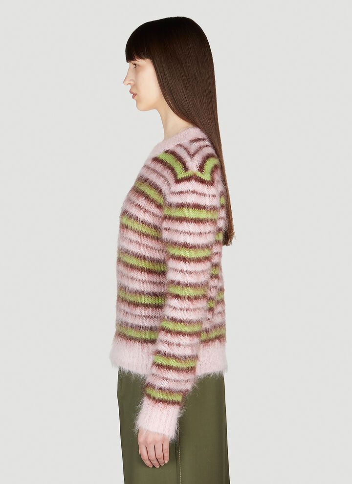 Marni o1w1db10125 Fuzzy Stripe Sweater in Multicolor Size XL / US 12-14 / IT 48-50 - 3 Thumbnail