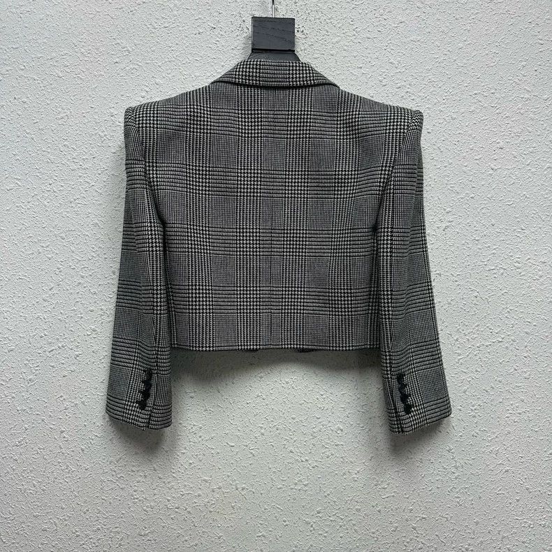 Saint Laurent Paris saint Laurent parisHoundstooth cropped blazer jacket 2503- Size XXS / US 00 / IT 34 - 2 Thumbnail