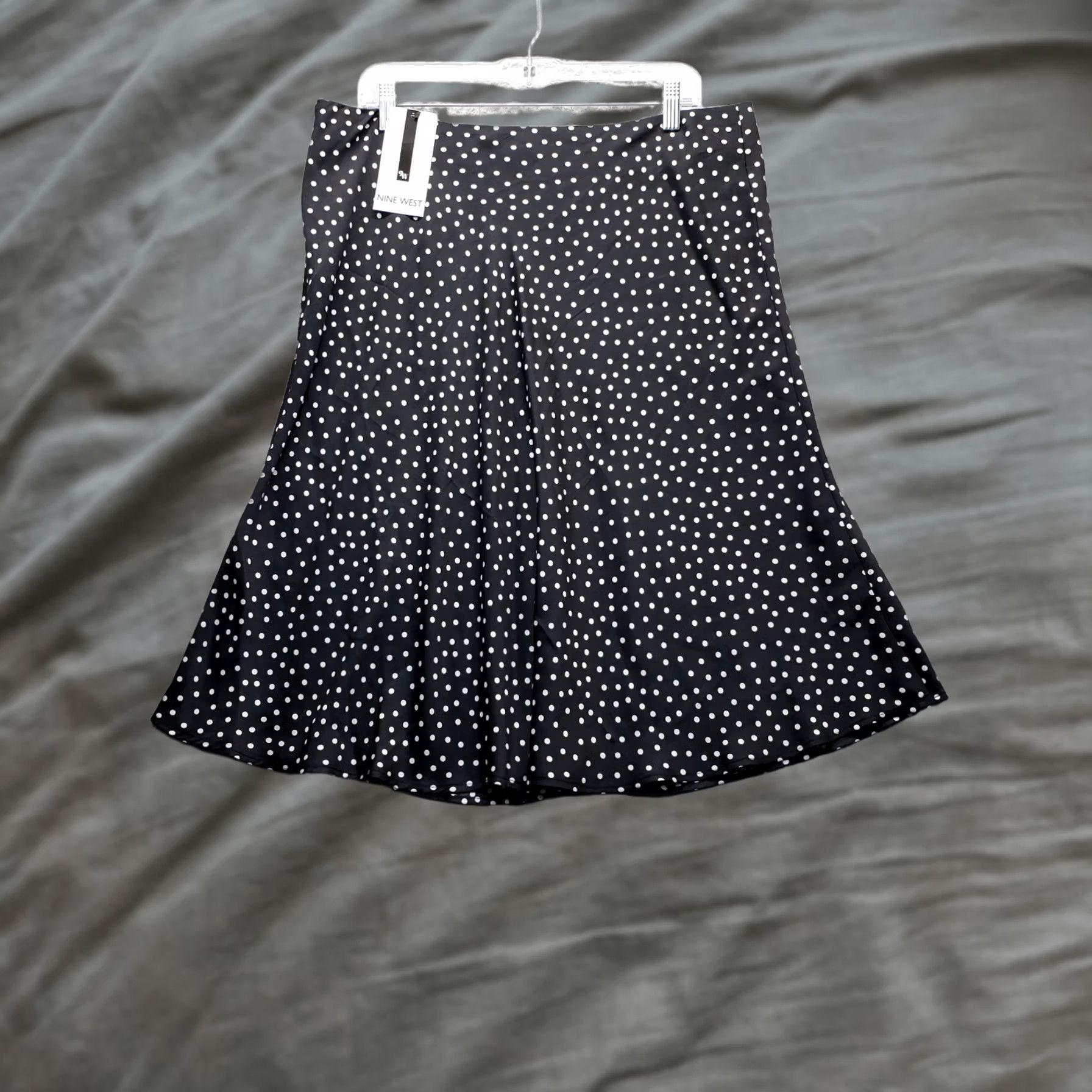 Nine West Nine West Womens Skirt Knee Length Flared Polka Dot Side Zip L Multicolor NWT Womens Size L Size 36" / US 14 / IT 50 - 1 Thumbnail