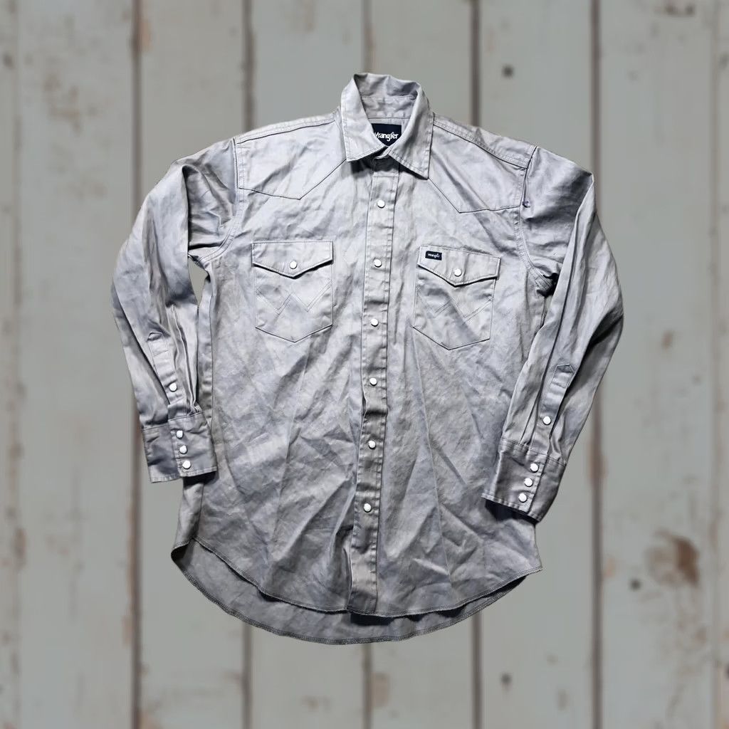 Wrangler VINTAGE Wrangler Shirt Mens Medium Gray Twill Western Pearl Snap Long Sleeve Casual Size US M / EU 48-50 / 2 - 1 Thumbnail
