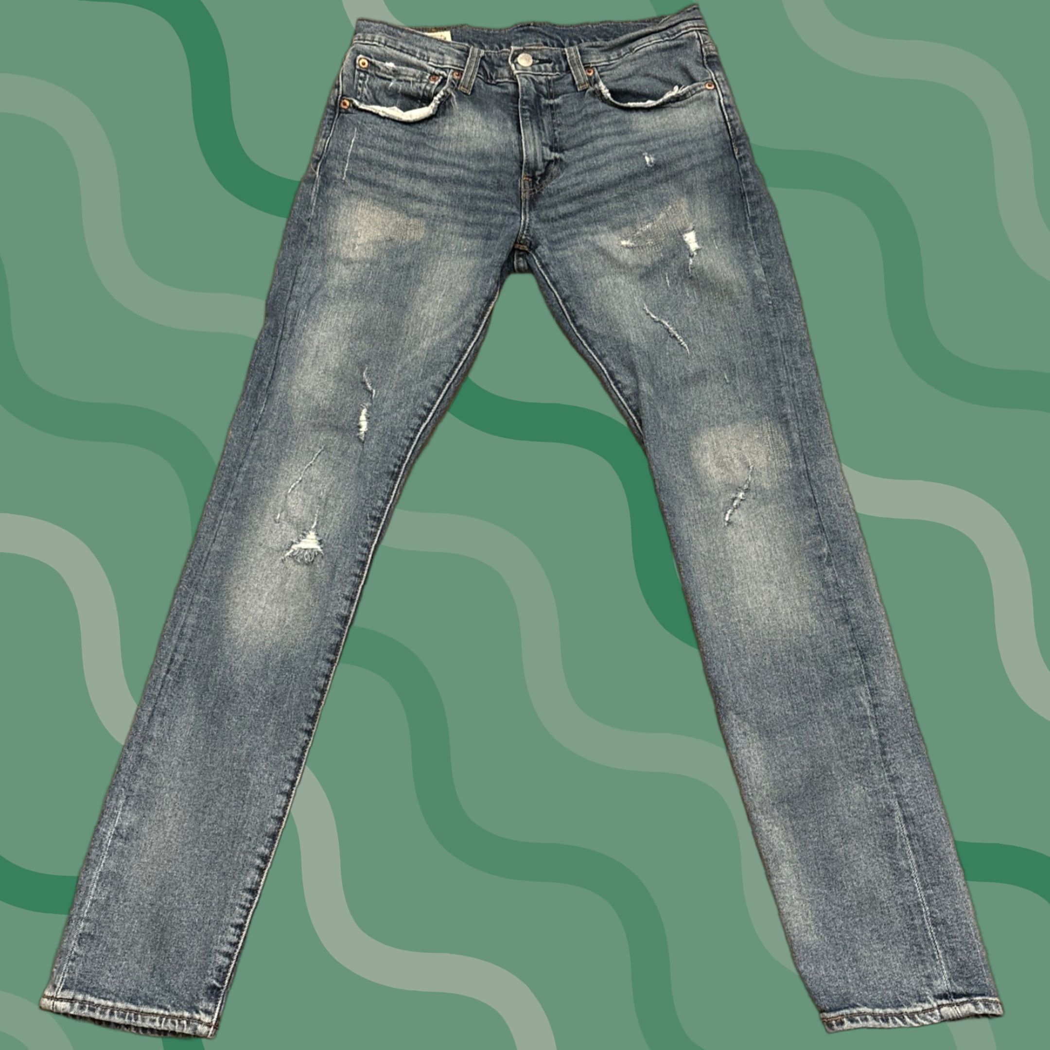 Levi's Levi's 512 Slim Taper Jeans Men 31x32 Blue Denim Stretch Distressed Mid Rise 5-Pocket Denim Mens Size US 31 - 1 Thumbnail