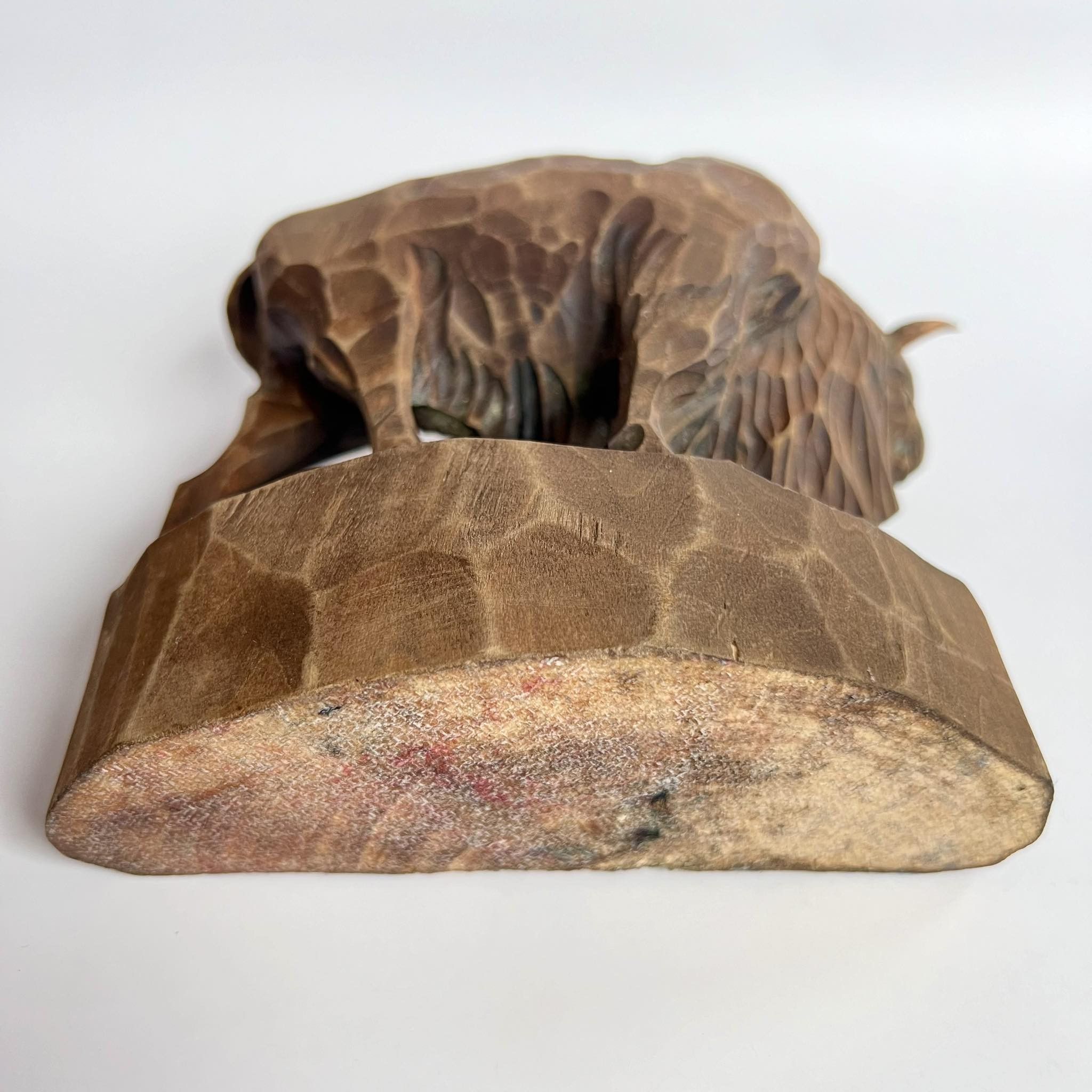 Vintage 1970 Vintage Art Wood Figure Statue Hand Carved Bison Size ONE SIZE - 7 Thumbnail
