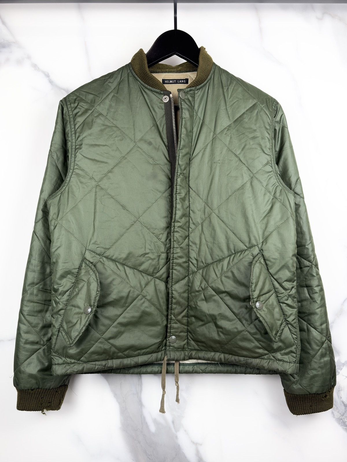 Helmut Lang AW96 Helmut Lang Mainline Quilted Bomber Jacket Olive Size US S / EU 44-46 / 1 - 1 Thumbnail