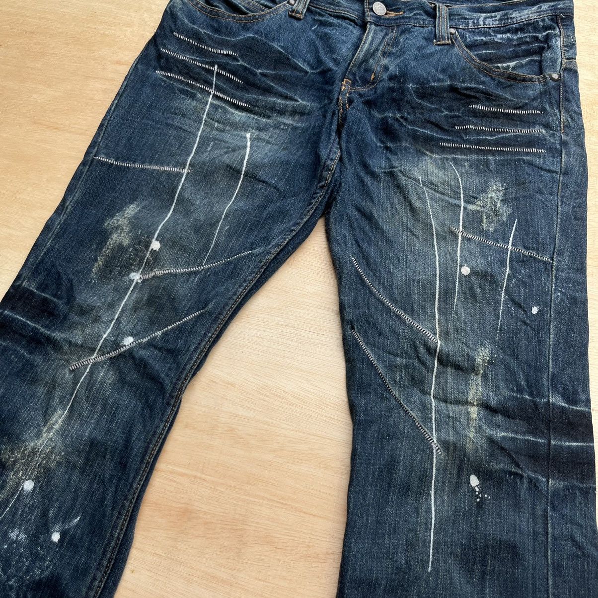 Japanese Brand ROOT THREE STYLE VINTAGE BOOTCUT FLARED DISTRESSED Y2K Size US 34 / EU 50 - 8 Thumbnail