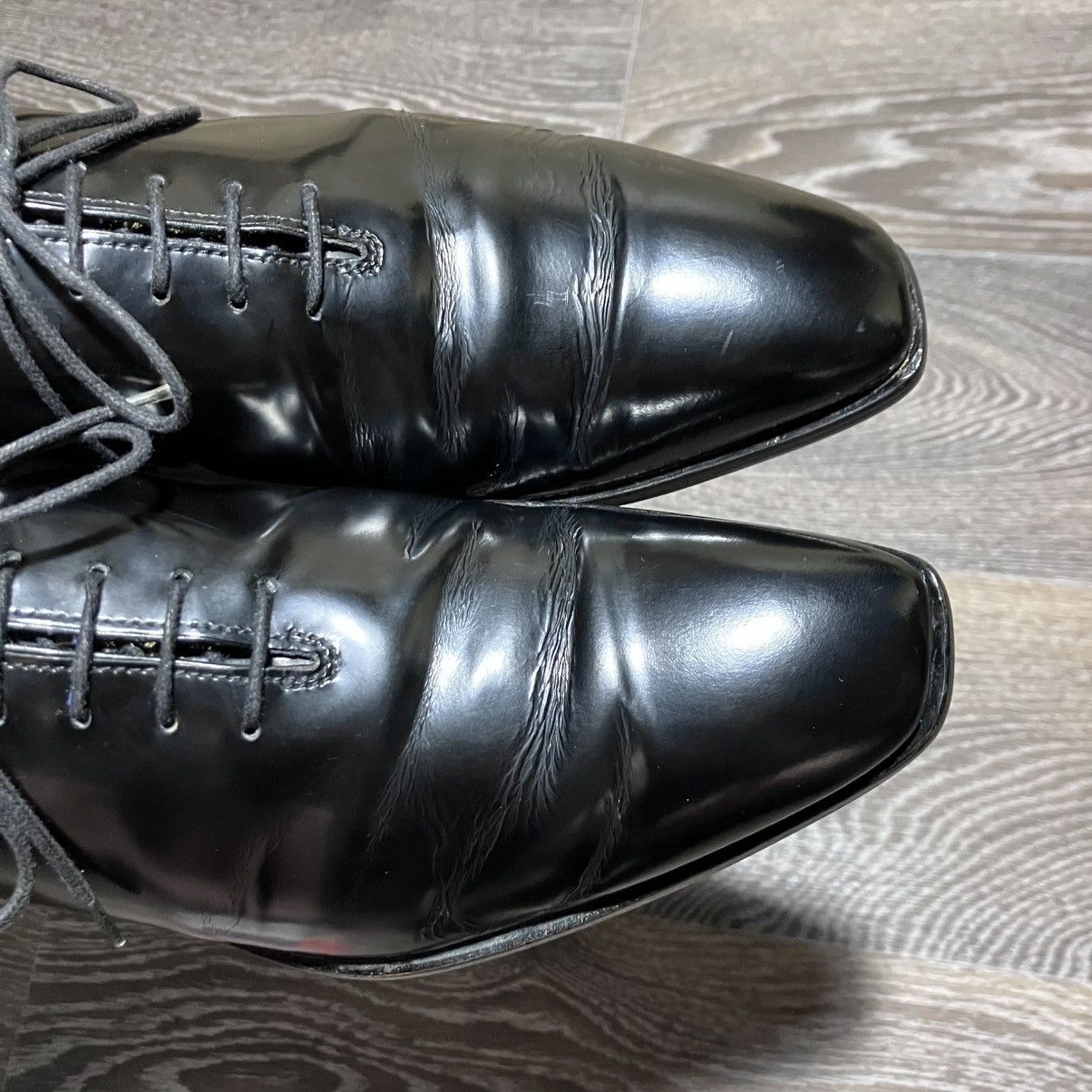 Prada Vintage PRADA Men’s Patent Leather Oxford Black Dress Shoes Size US 7.5 / EU 40-41 - 13 Thumbnail
