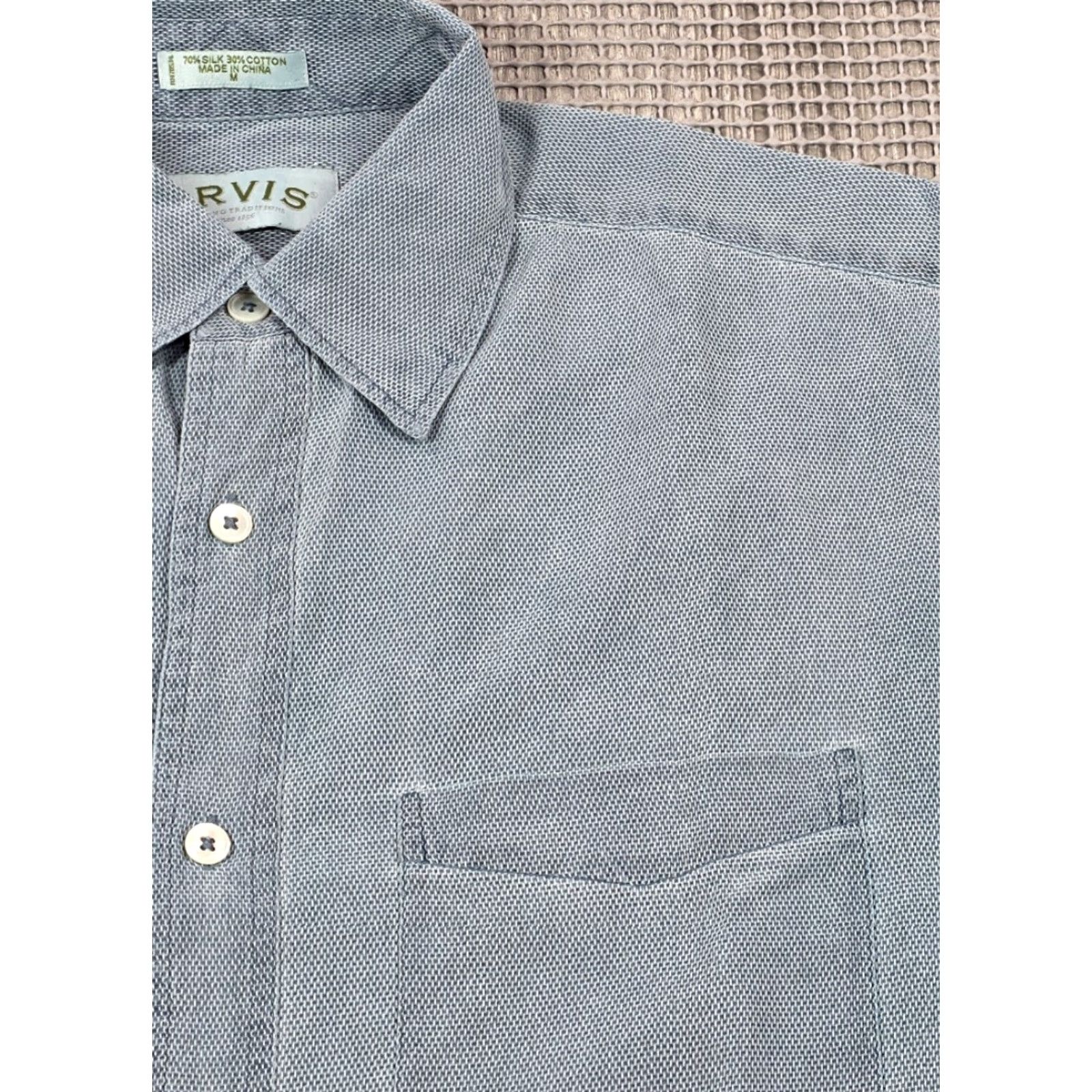 Orvis Orvis Shirt Men M Woven Silk Cotton Blend Blue Button Up Long Sleeve Size US M / EU 48-50 / 2 - 3 Thumbnail