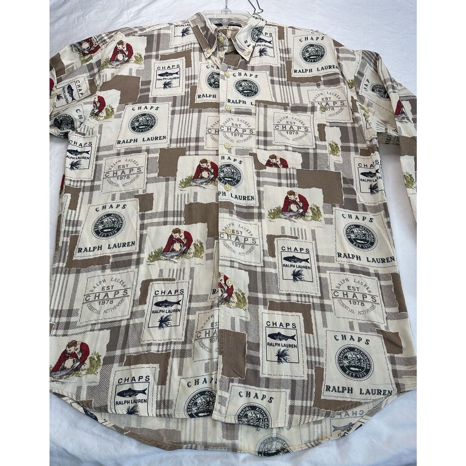 Chaps Chaps Ralph Lauren Button Shirt Medium Fishing Vintage 90s Size US M / EU 48-50 / 2 - 2 Thumbnail