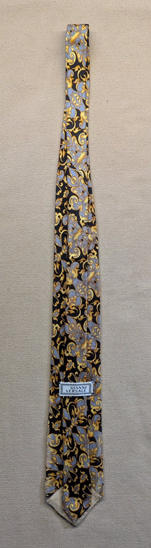 Versace Vintage Gianni Versace Silver & Gold Paisley Silk Tie Size ONE SIZE - 5 Thumbnail