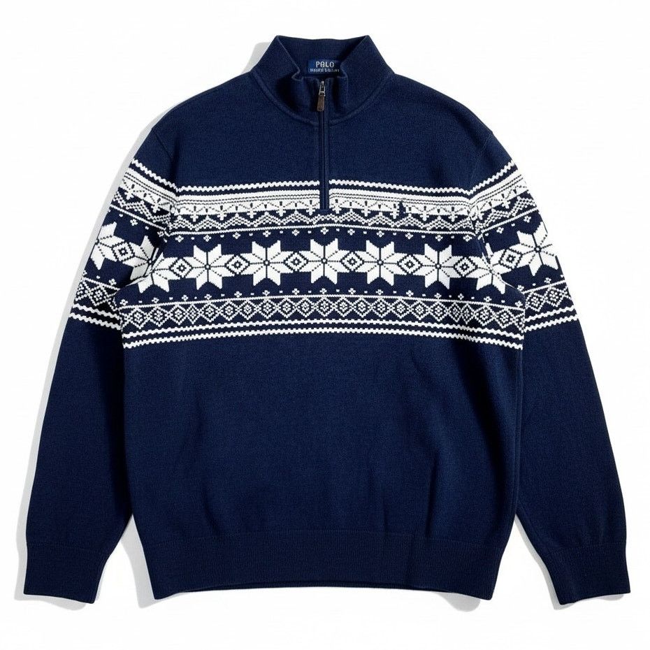 Polo Ralph Lauren Polo Ralph Lauren Pullover Blue Fair Isle Rib Zip Men's XL Size US XL / EU 56 / 4 - 1 Thumbnail