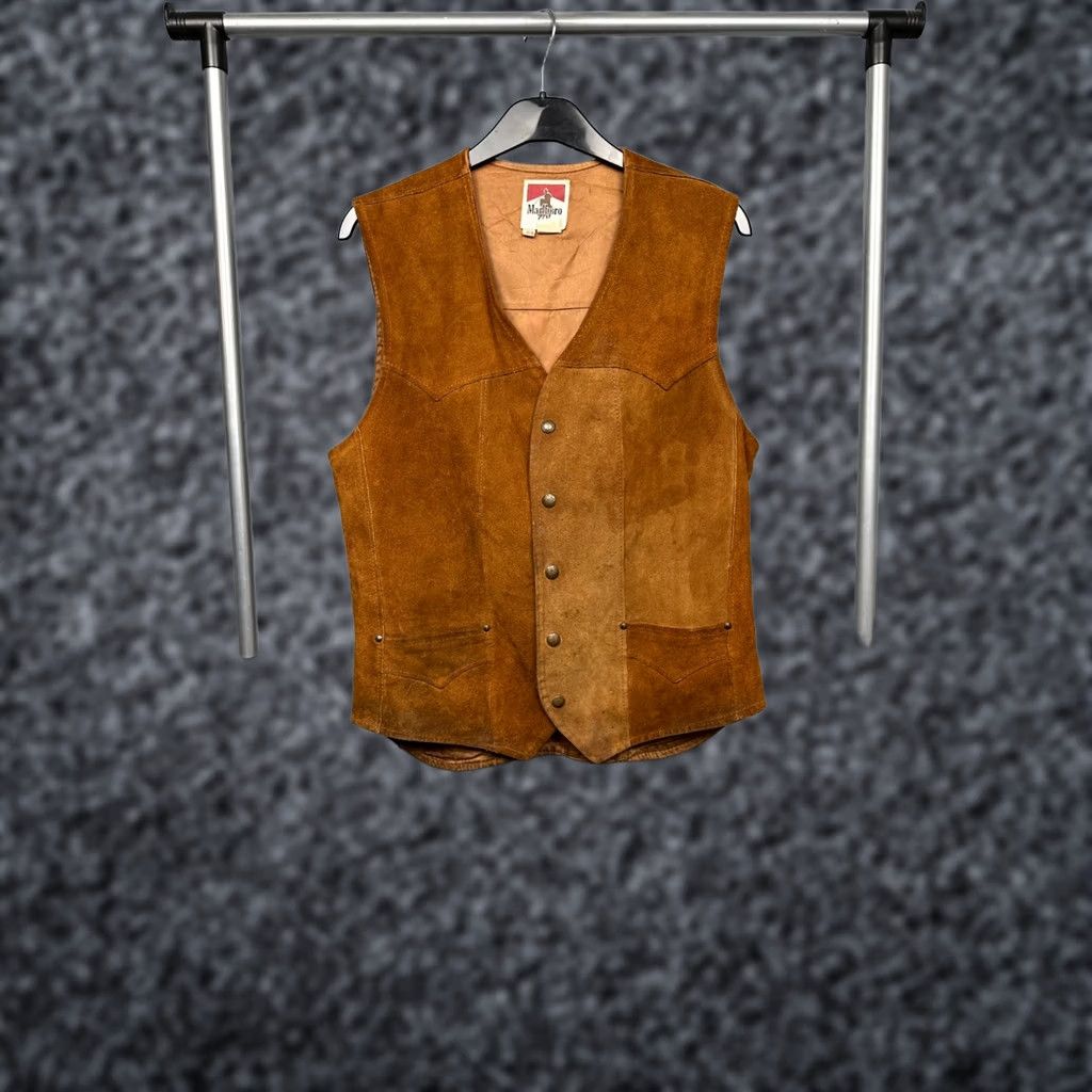 Marlboro Marlboro Vintage Mens Leather Vest L Brown RARE Leather Vest Mens Vintage Size US L / EU 52-54 / 3 - 1 Thumbnail