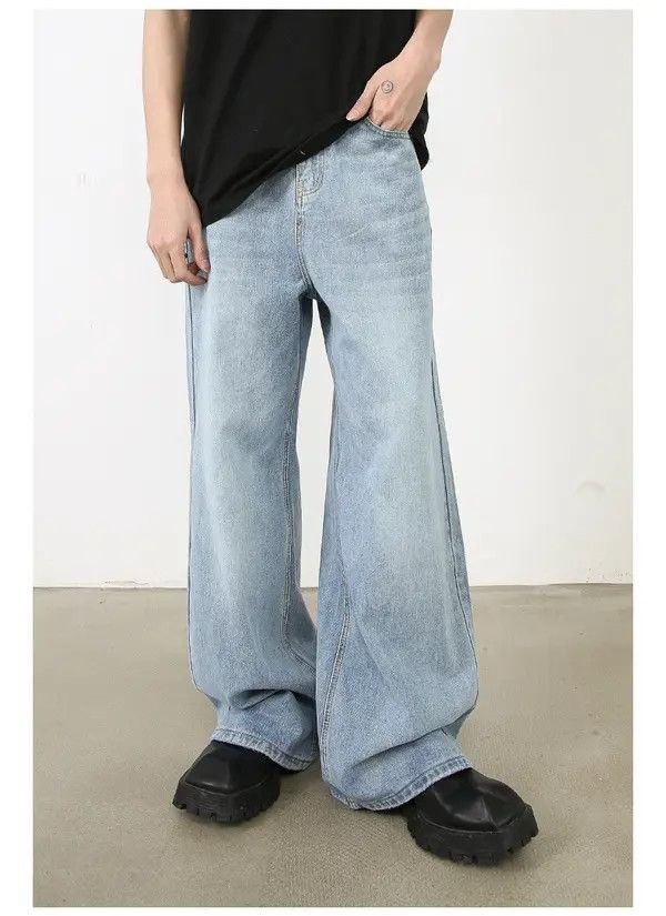 Japanese Brand Vinage simple light blue straight casual jeans Size US 32 / EU 48 - 5 Thumbnail