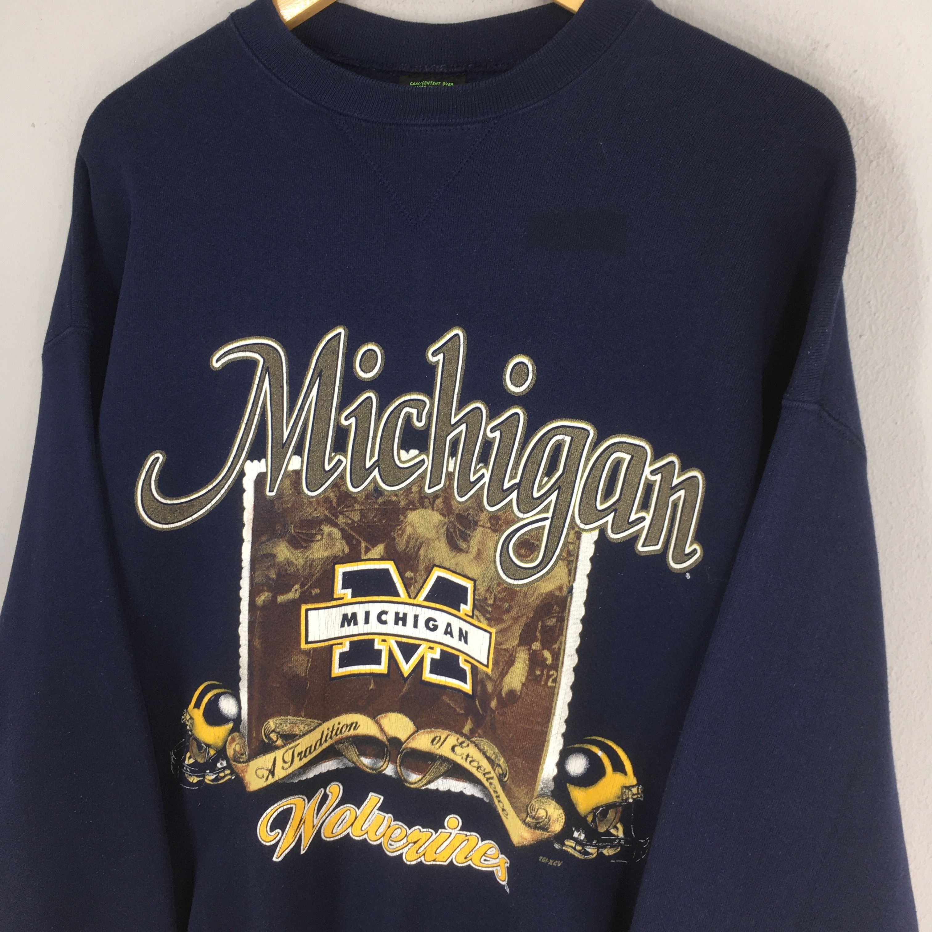 NCAA × Vintage Vintage 90s Michigan Wolverines NCAA Sweatshirt XLarge Size US XL / EU 56 / 4 - 3 Thumbnail