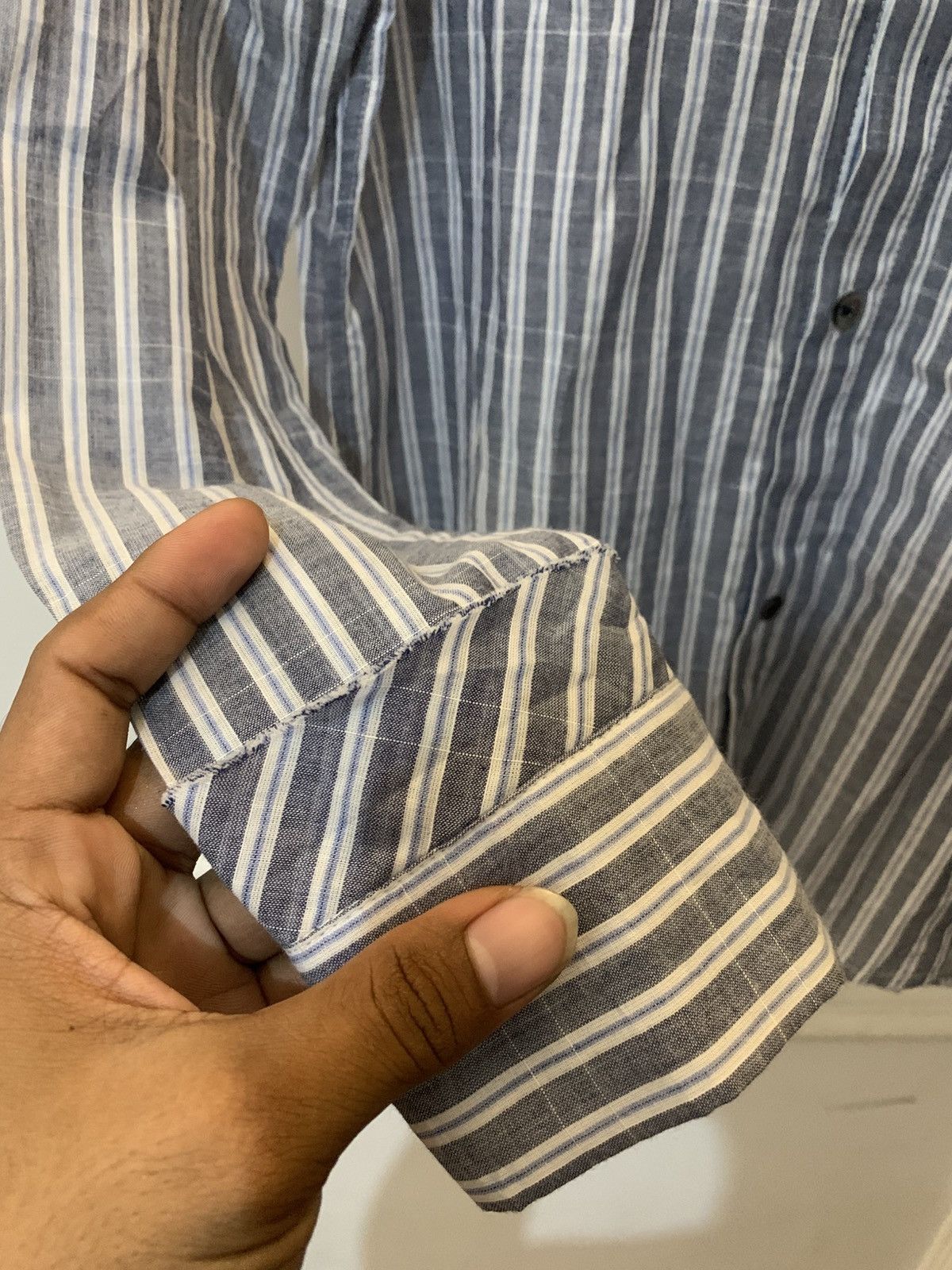 Yohji Yamamoto Yohji Yamamoto • Semi-Sheer Striped Shirt Asymmetric Collar Size US S / EU 44-46 / 1 - 8 Thumbnail
