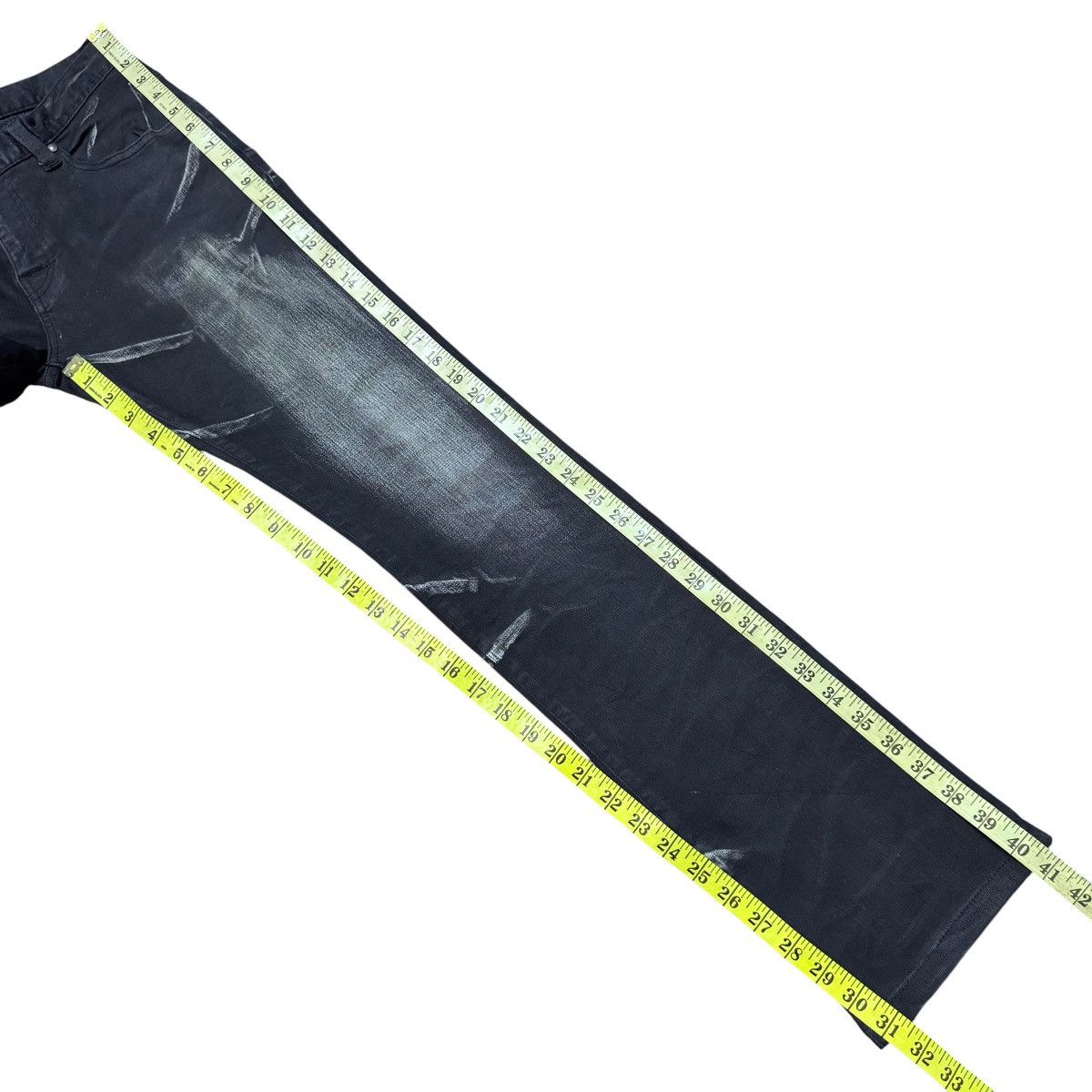 Tornado Mart Tornado Mart Black Whisker Denim Low Flare Jeans Size US 29 - 16 Thumbnail