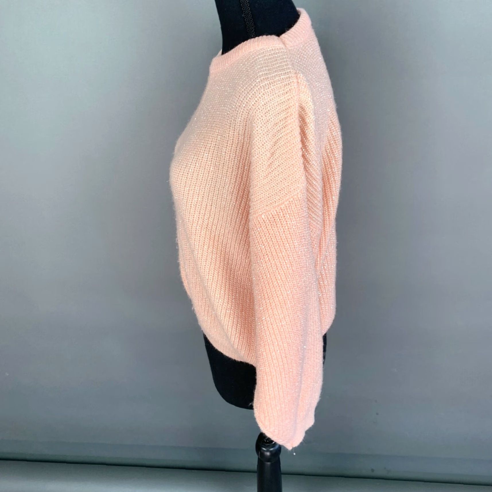 Pinko VINTAGE Spring Seasons Peach Pink Silver Metallic Long Sleeve Sweater Size Small Regular S/M Womens Size S / US 4 / IT 40 - 4 Thumbnail