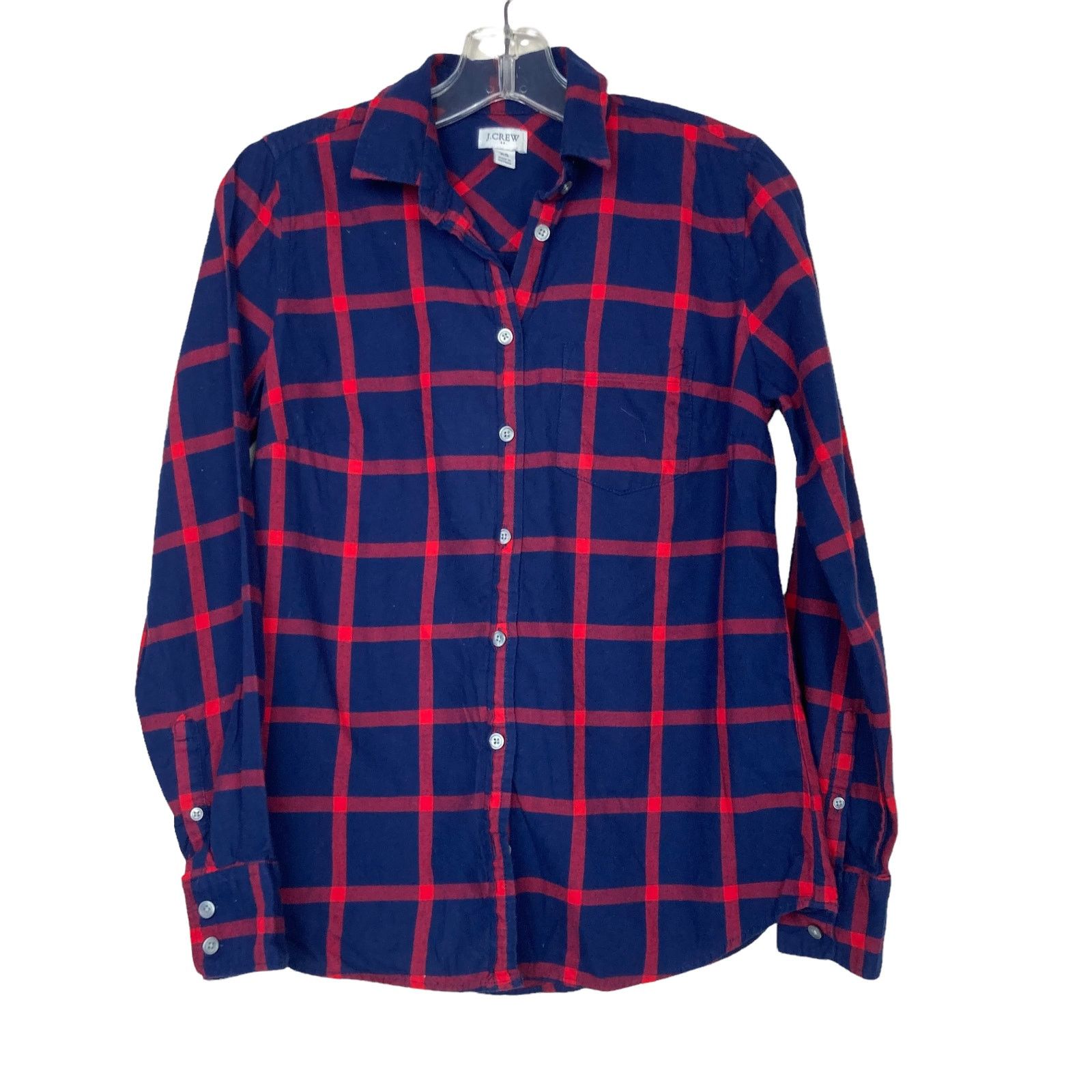 J.Crew J. Crew Blue Red Plaid Long Sleeve Button Down Sz XS Size XS / US 0-2 / IT 36-38 - 1 Thumbnail
